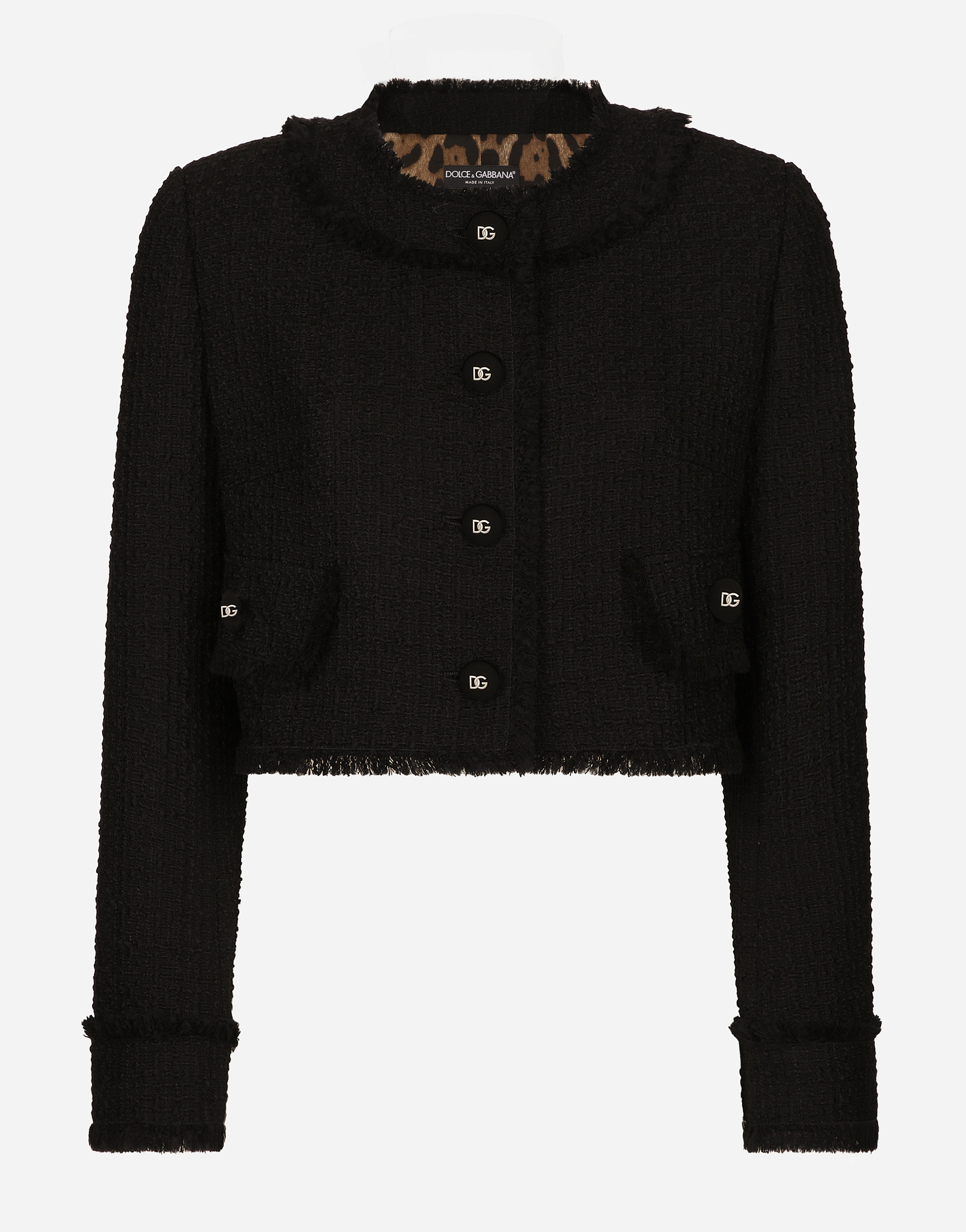Dolce & Gabbana Short Raschel Tweed Jacket - Woman Blazers Black