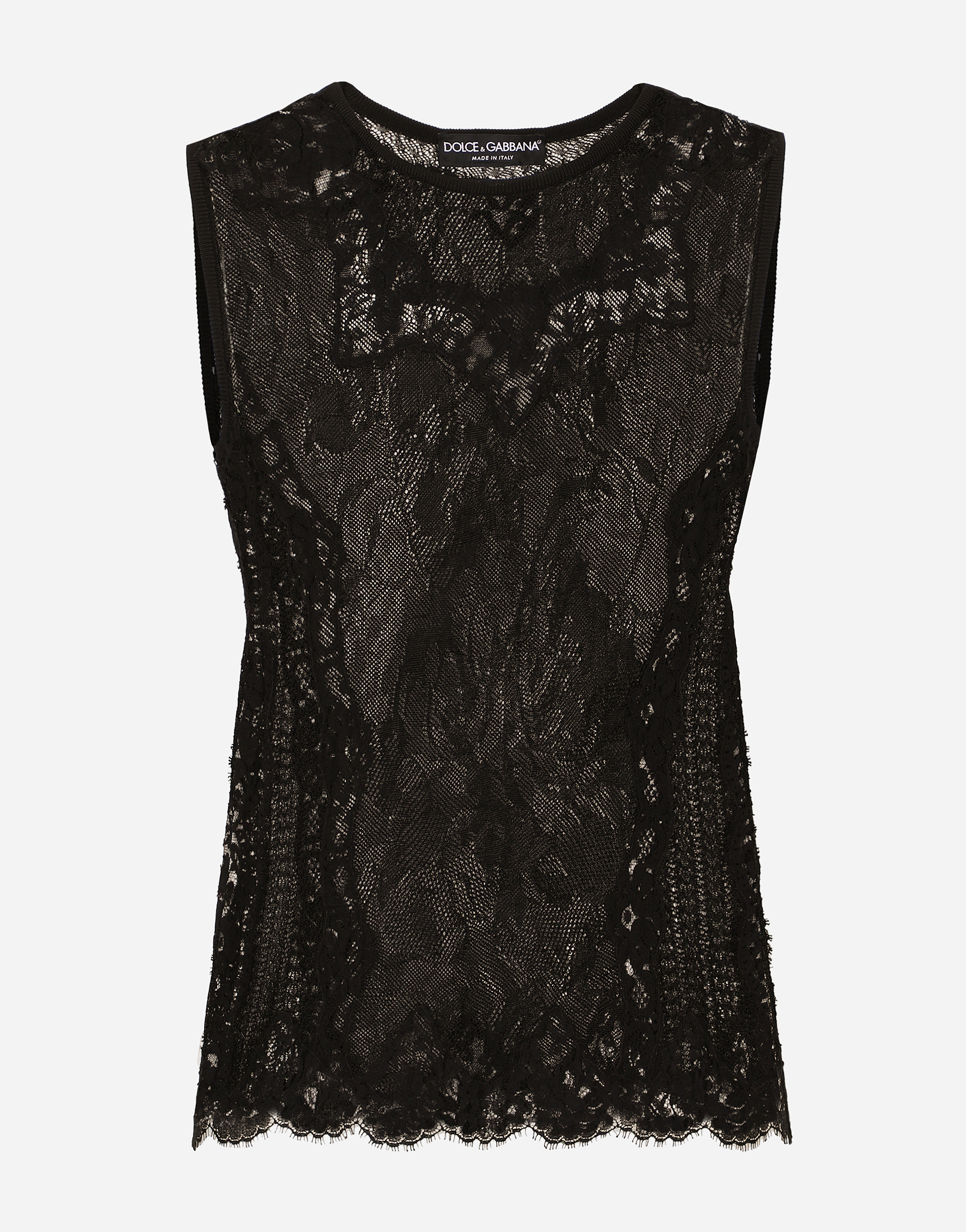 Dolce & Gabbana レースステッチ ジャカード ラウンドネック セーター