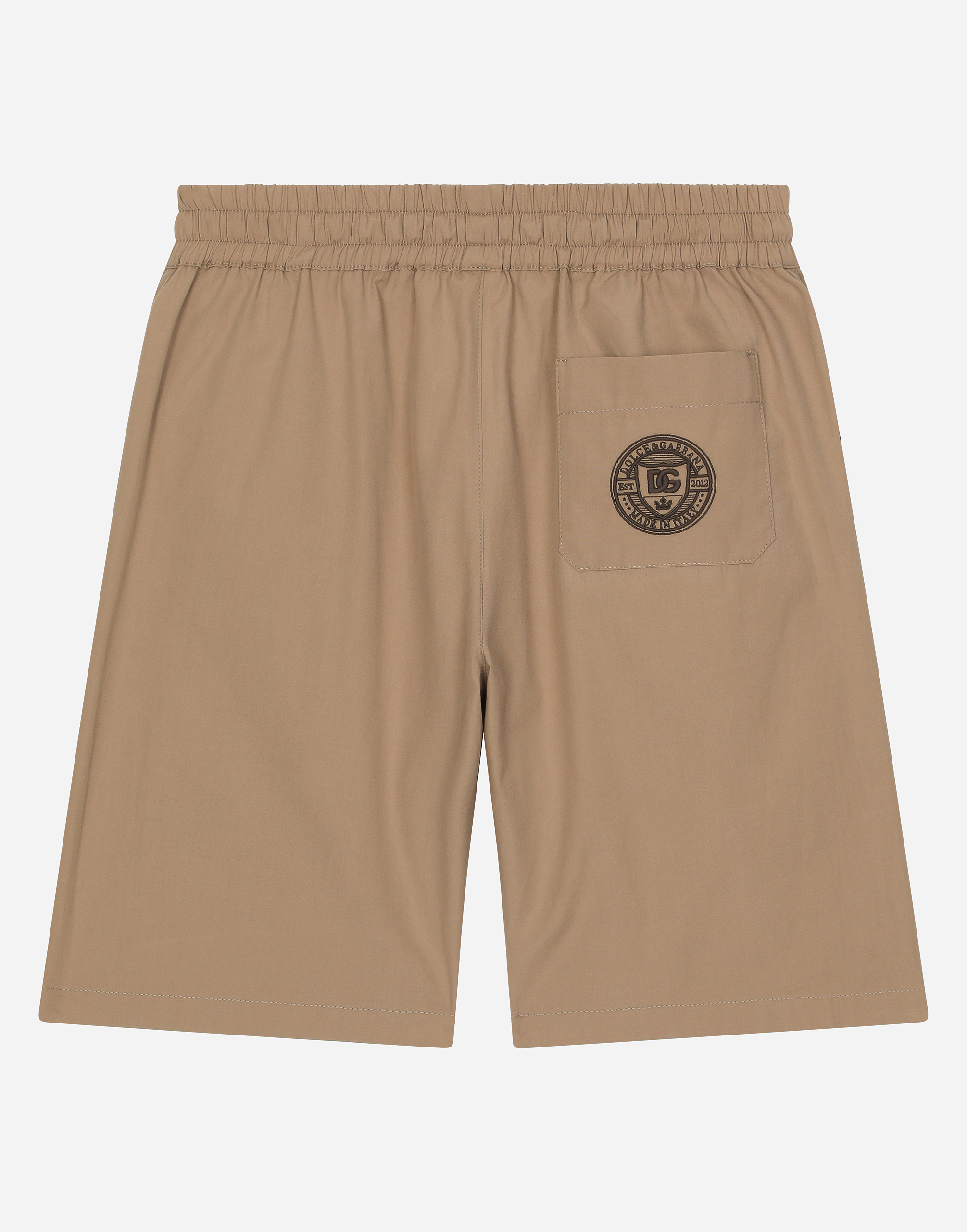 Dolce & Gabbana Bermuda In Popeline Con Logo Dg In Sabbia 1