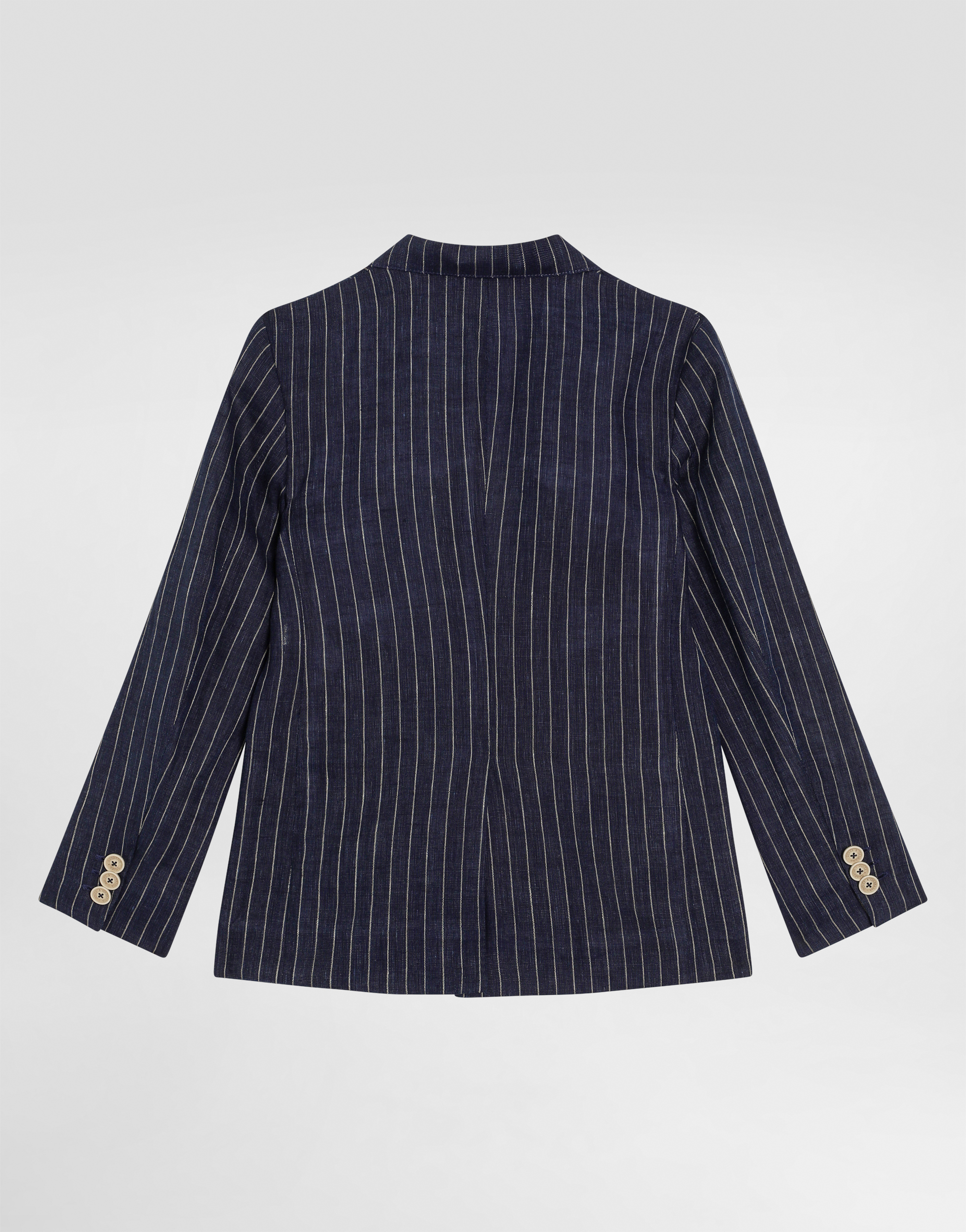 Single-breasted pinstripe linen jacket with patch