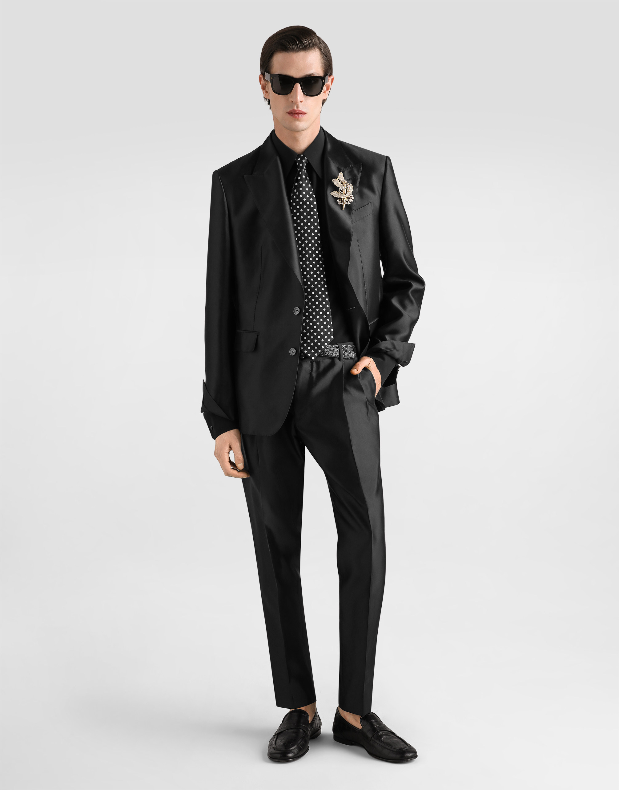  Dolce & Gabbana Dolce & Gabbana Sicilia Light Single-breasted Mikado Silk Jacket - Man Suits And Blazers Black Silk 50 