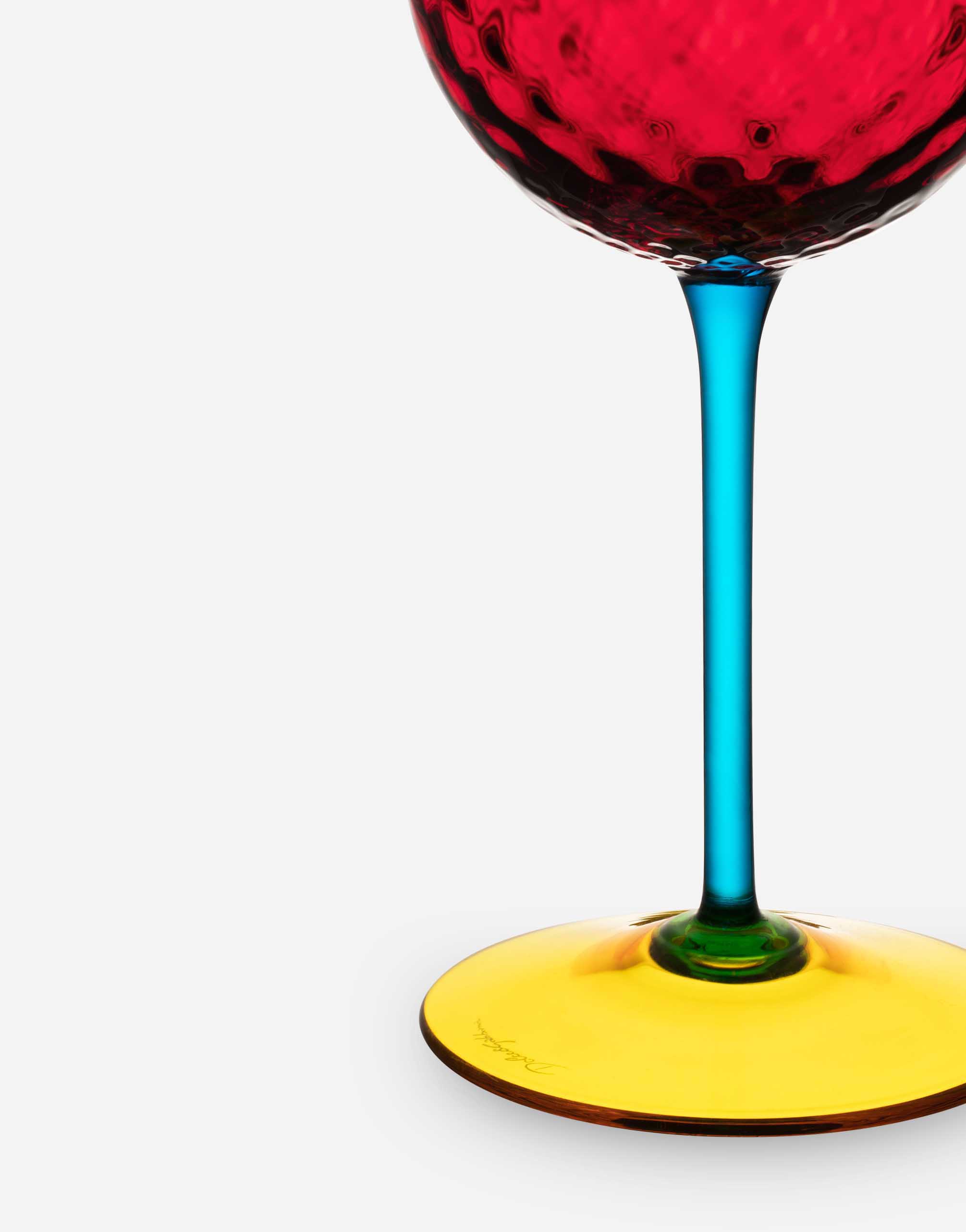 Shop Dolce & Gabbana Hand-blown Murano Red Wine Glass In Multicolor