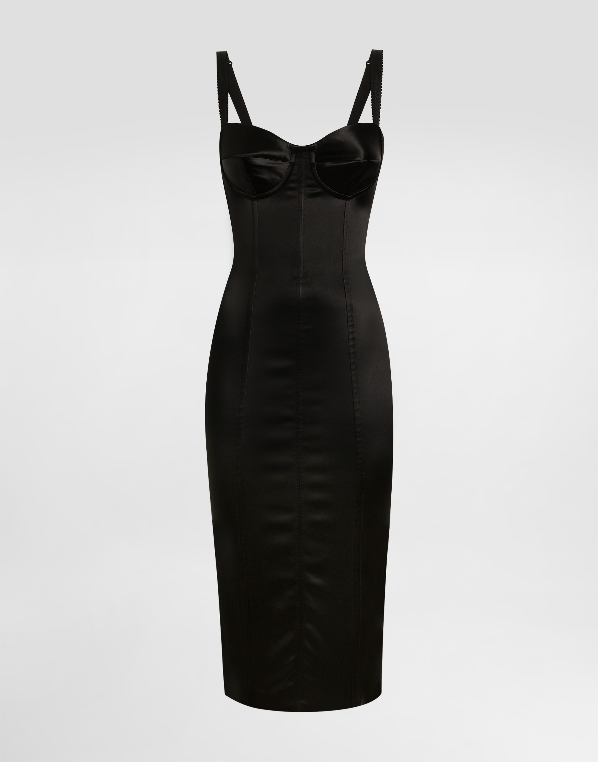 Dolce & Gabbana Dolce&gabbana Draped Black Dress With Bra Detail In Black