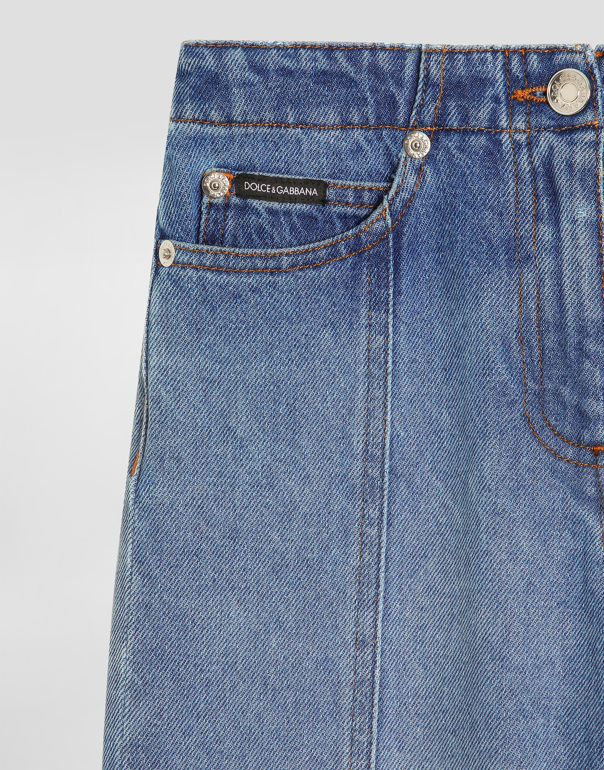 Dolce & Gabbana 5-pocket Denim Trousers With Logo Plaque