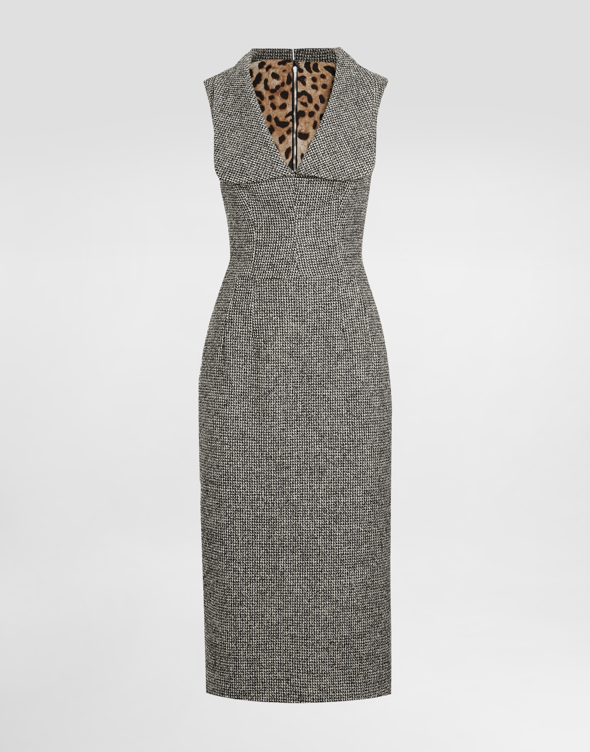 Dolce & Gabbana Houndstooth Sleeveless Midi Dress In Multi