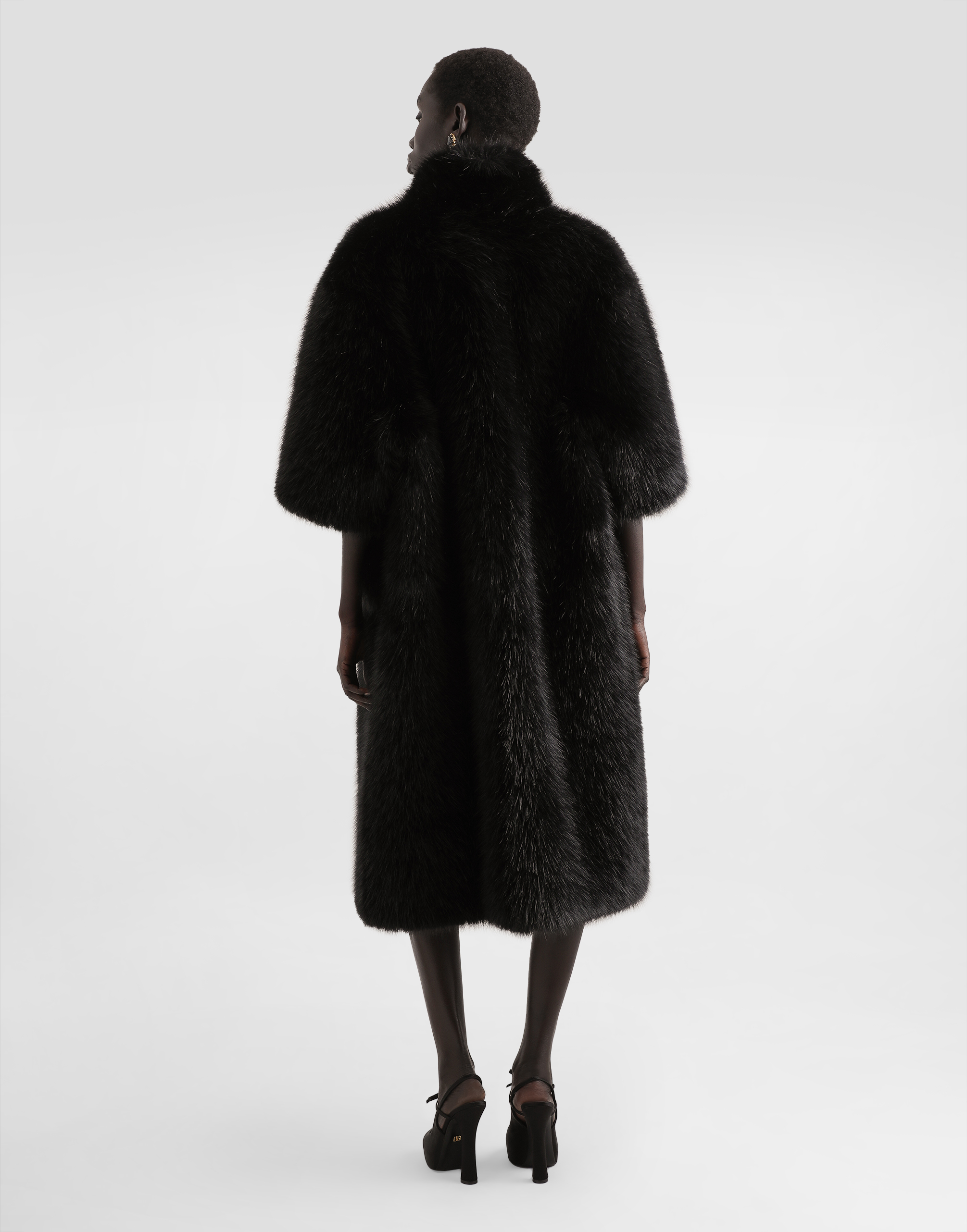Dolce & Gabbana Faux Fur Coat In Black