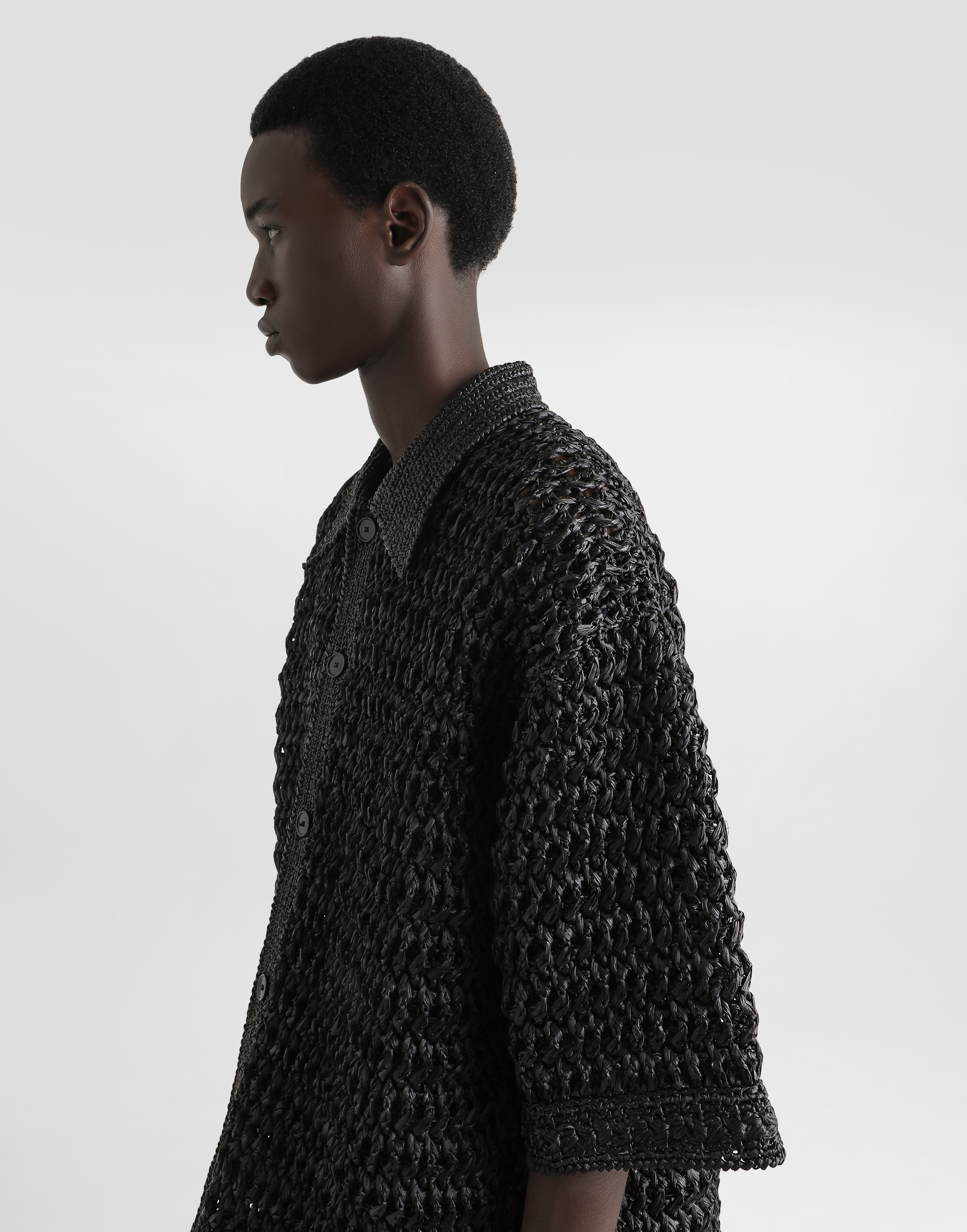 Viscose raffia crochet shirt