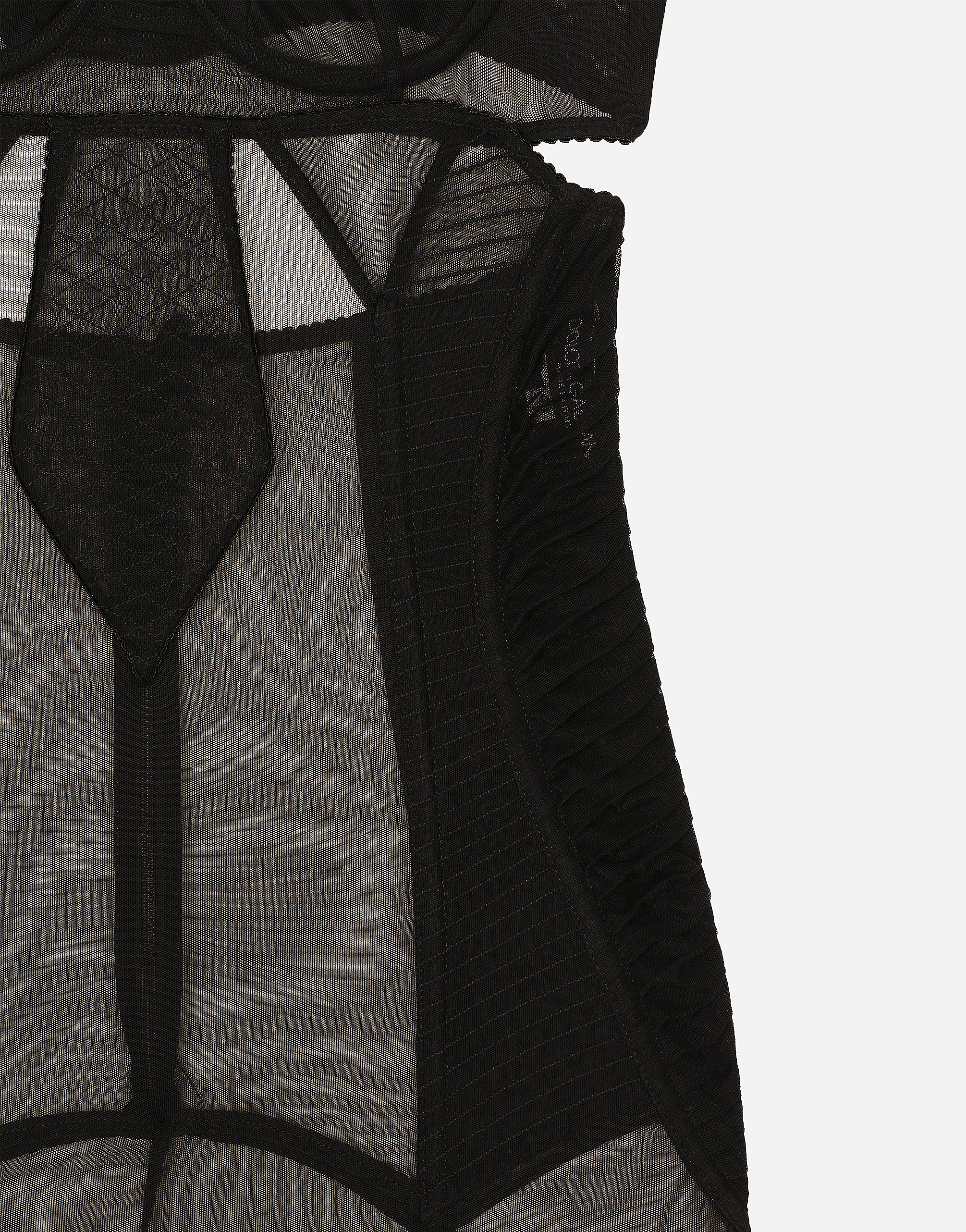 Dolce & Gabbana Corset Tulle Mini Dress In Black