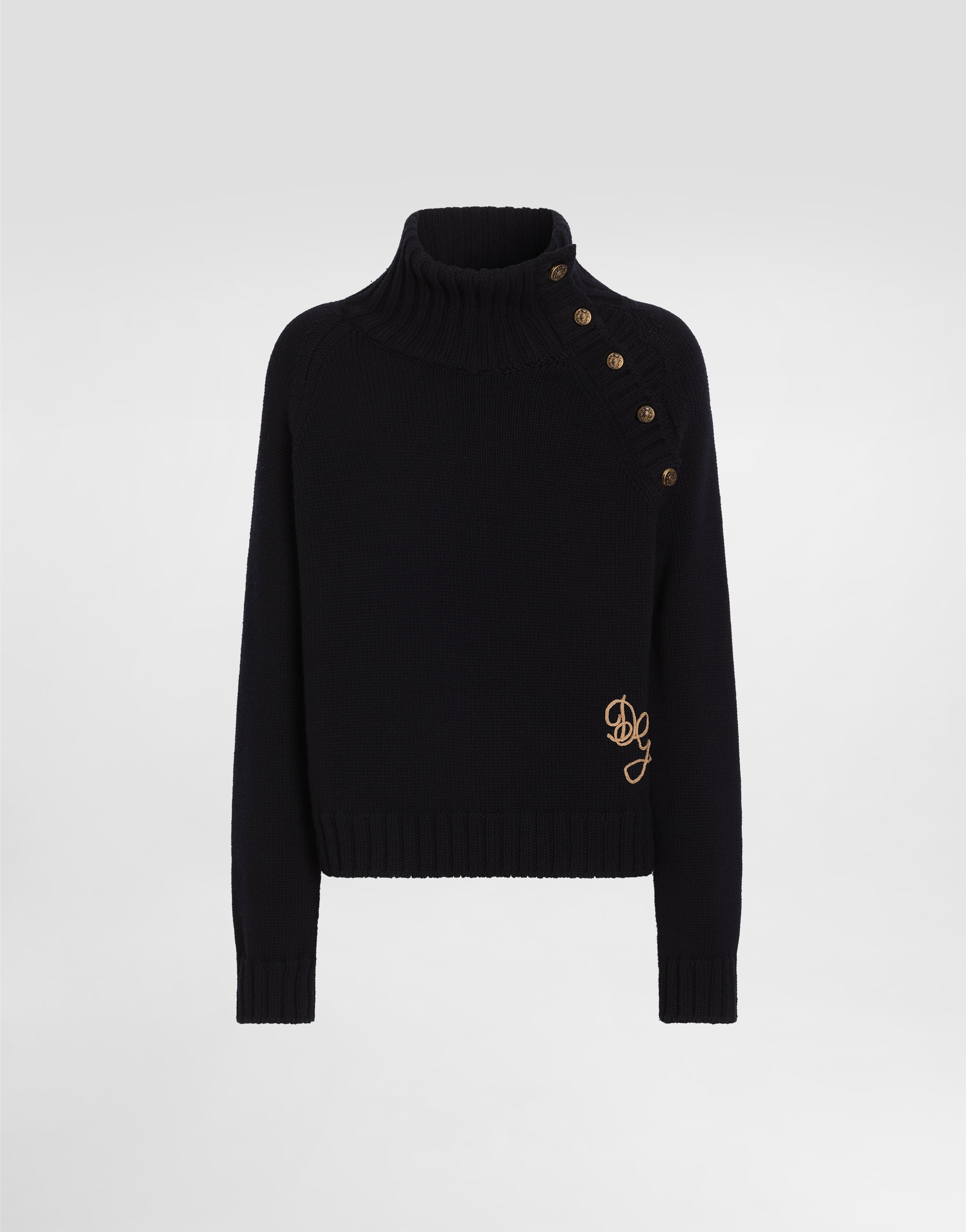 Smooth knit turtleneck with logo in Blue for Men | Dolce&Gabbana® US