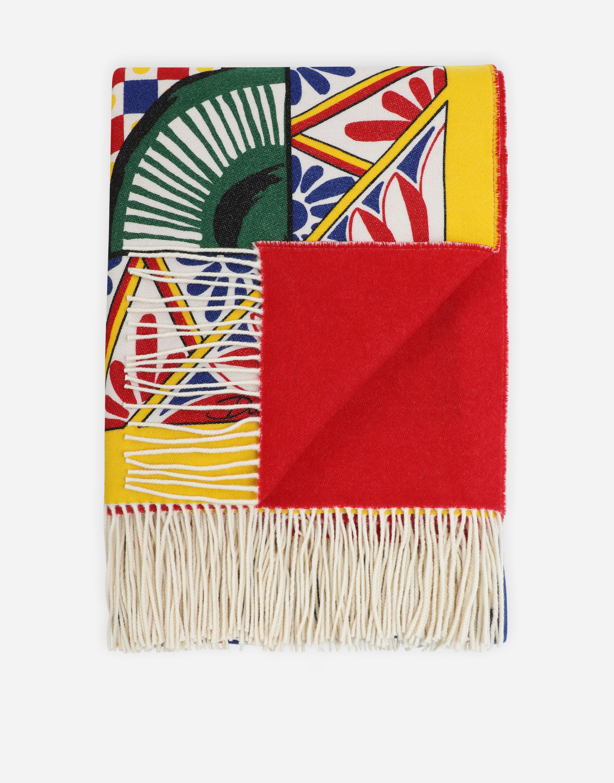 Dolce & Gabbana Cashmere Jacquard Blanket In Multicolor