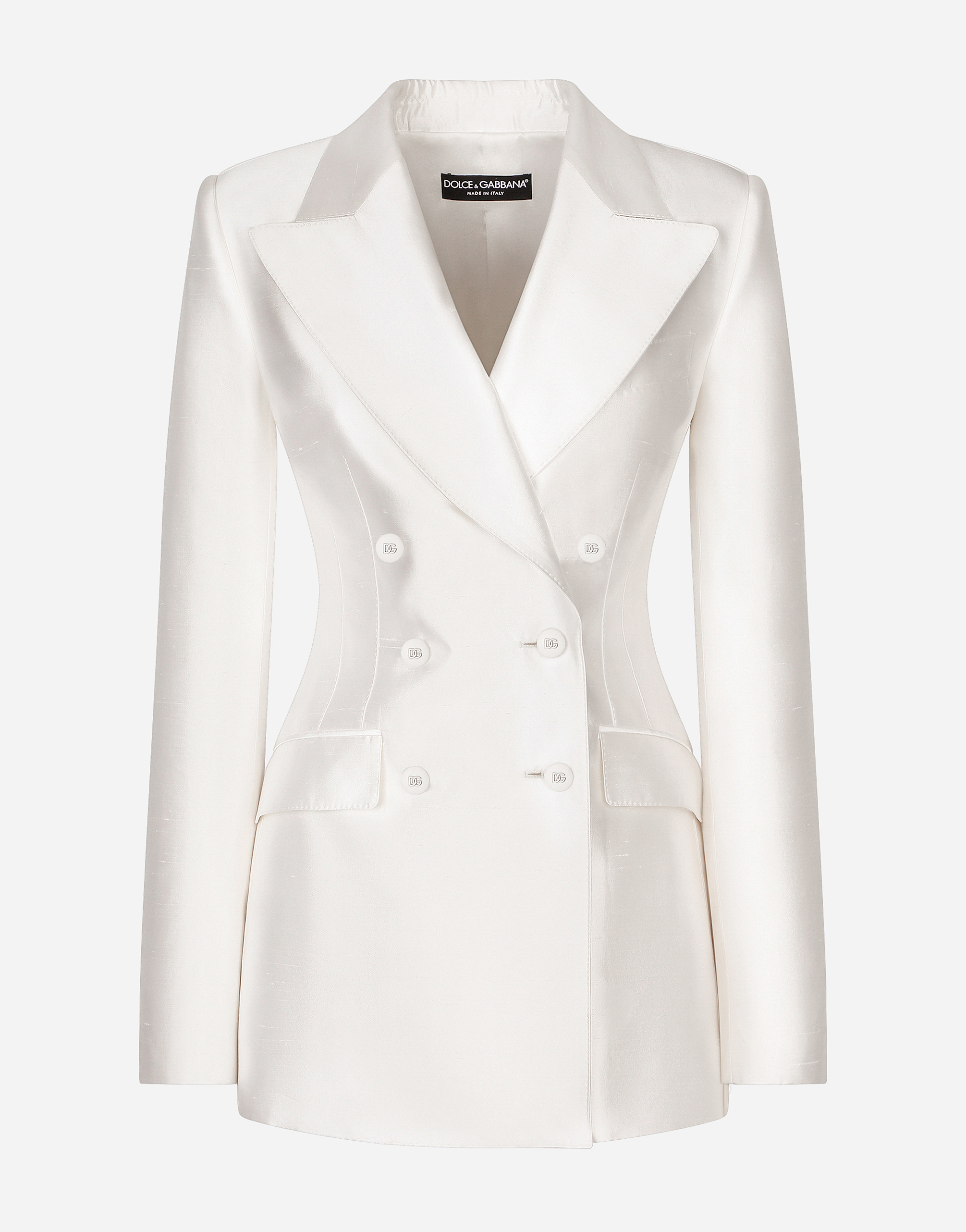 Dolce & Gabbana Double-breasted Shantung Turlington Blazer In White