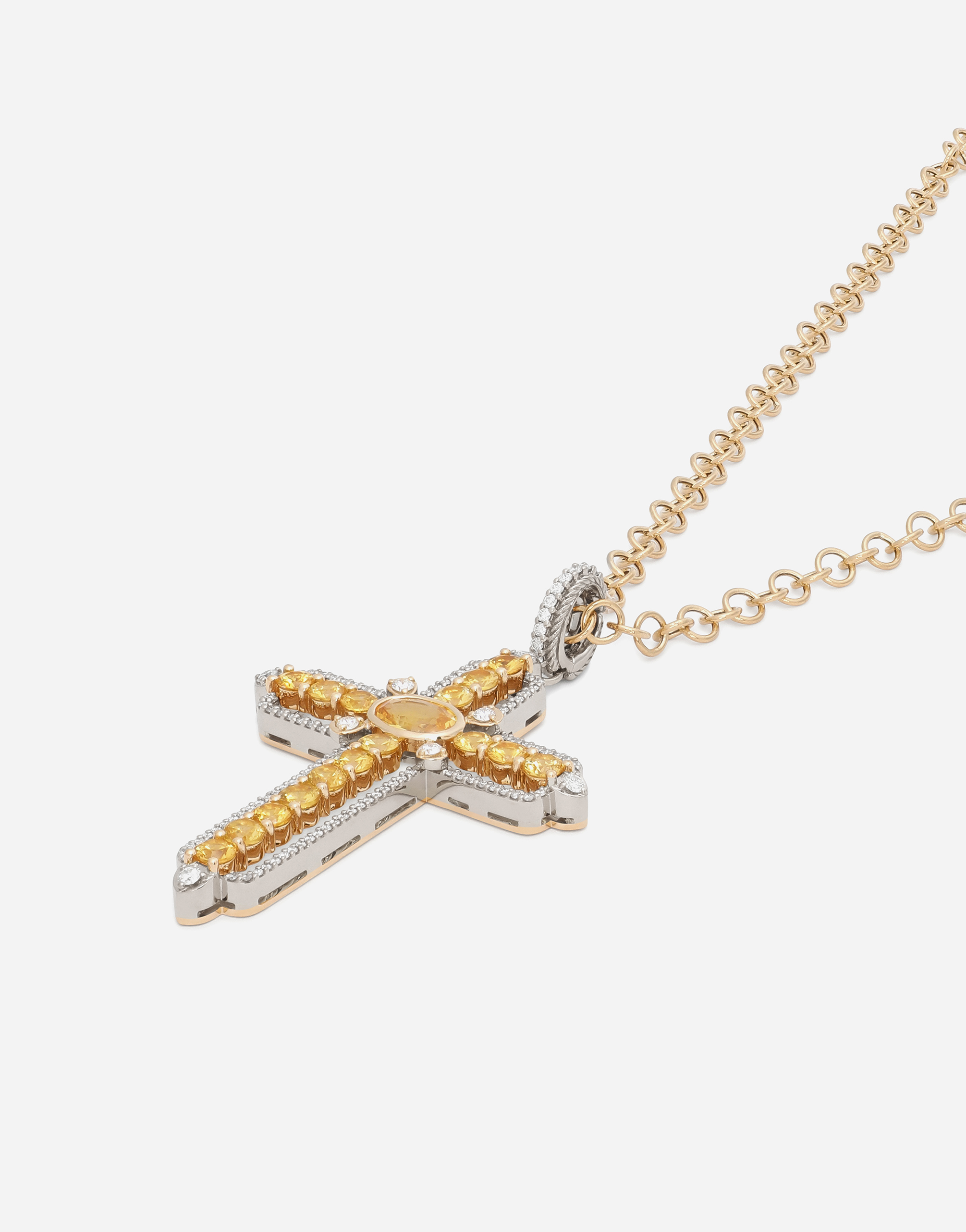  Dolce & Gabbana Anhänger Tradition Aus Gelb- Und Weißgold 18 kt Mit Gelben Saphiren Und Diamanten - Mann Ketten Gelb Onesize 