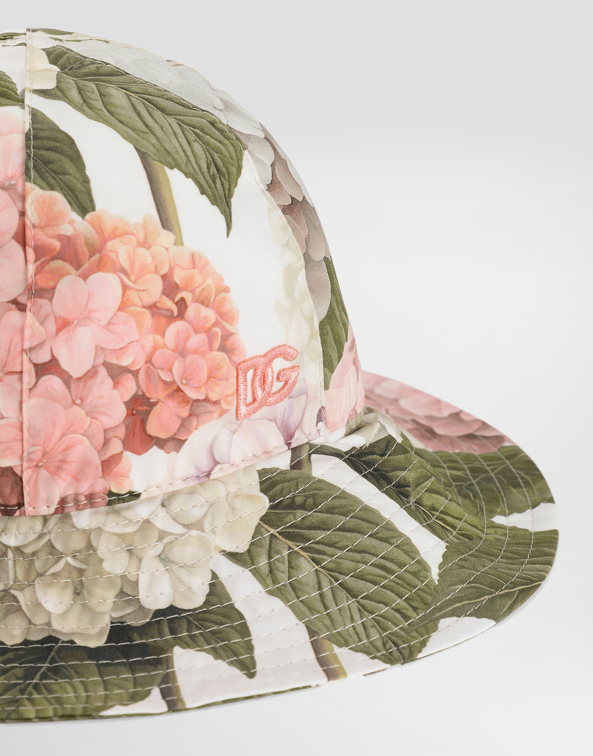 Dolce & Gabbana Hydrangea-print Poplin Hat In Pink