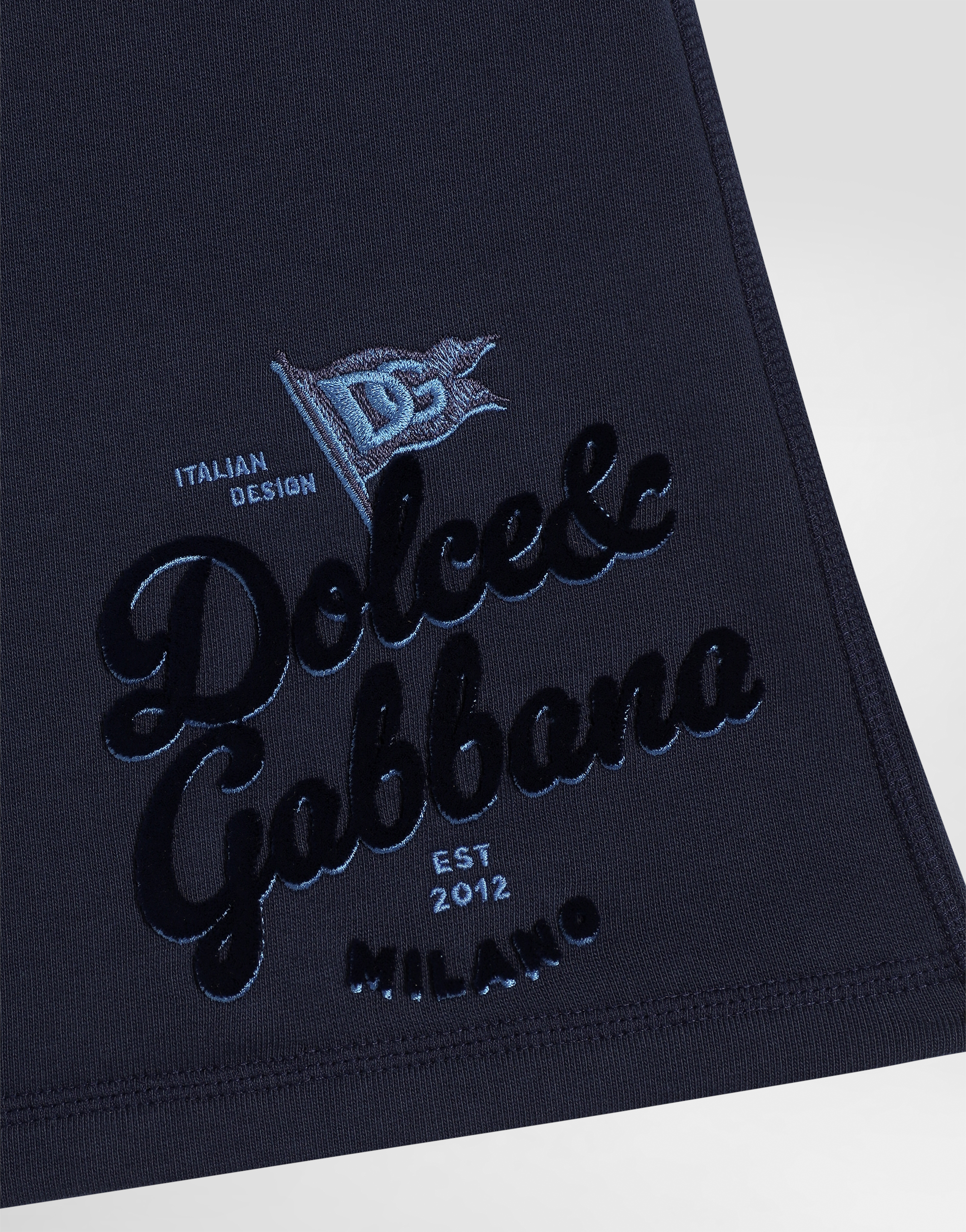 Dolce & Gabbana Fleece Shorts With Dolce&gabbana Logo And Flag In Blue
