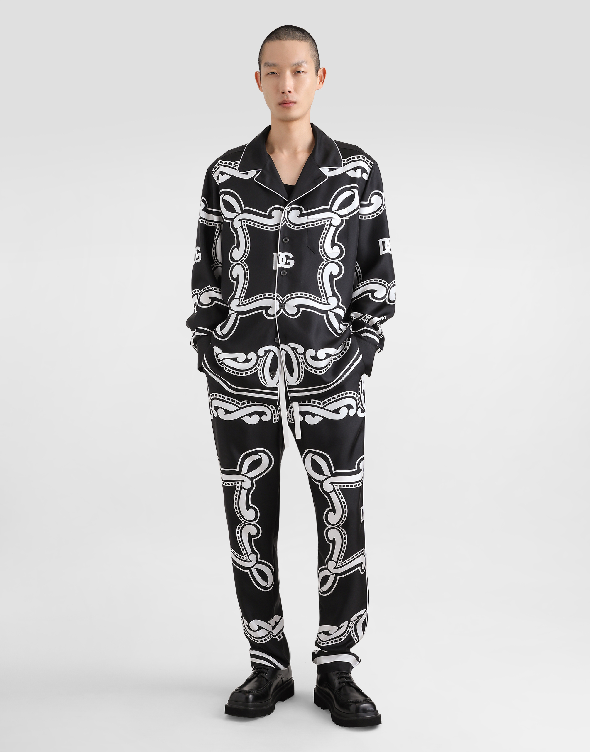 Dolce & Gabbana Trousers Silk Graphic Print In Print