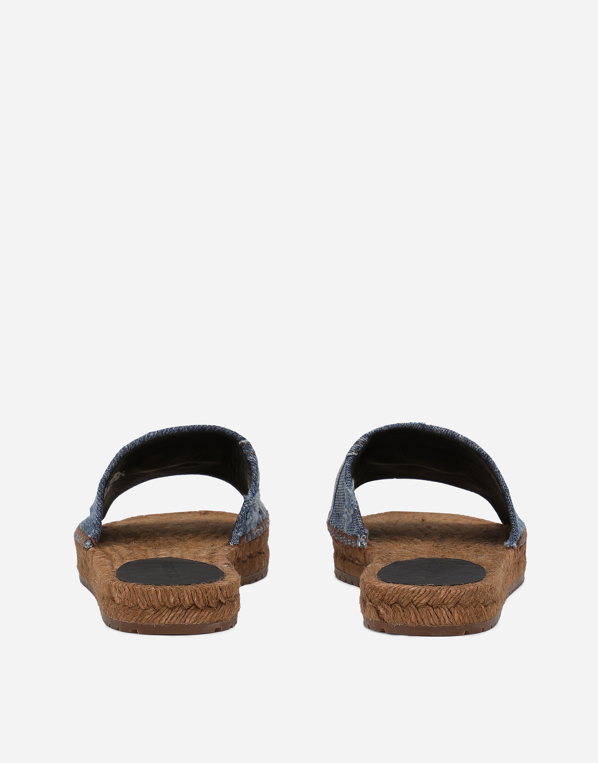 DOLCE & GABBANA PATCHWORK DENIM ESPADRILLE SLIDERS