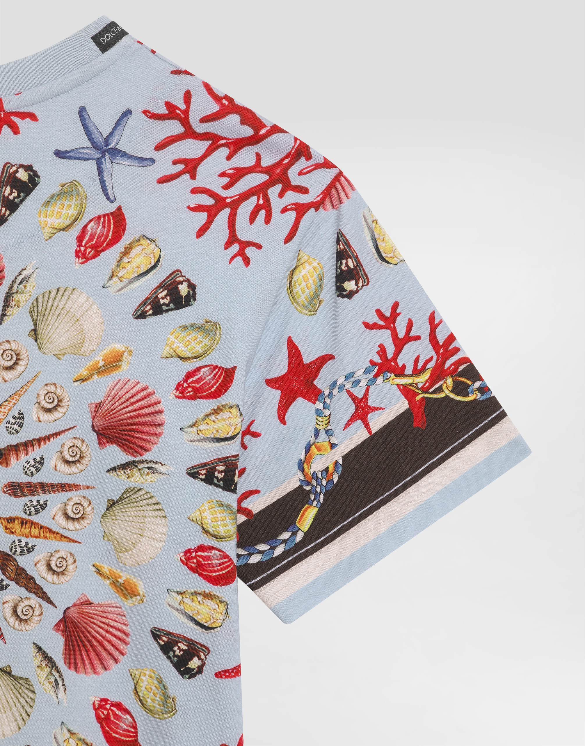 Shell-print short-sleeved t-shirt