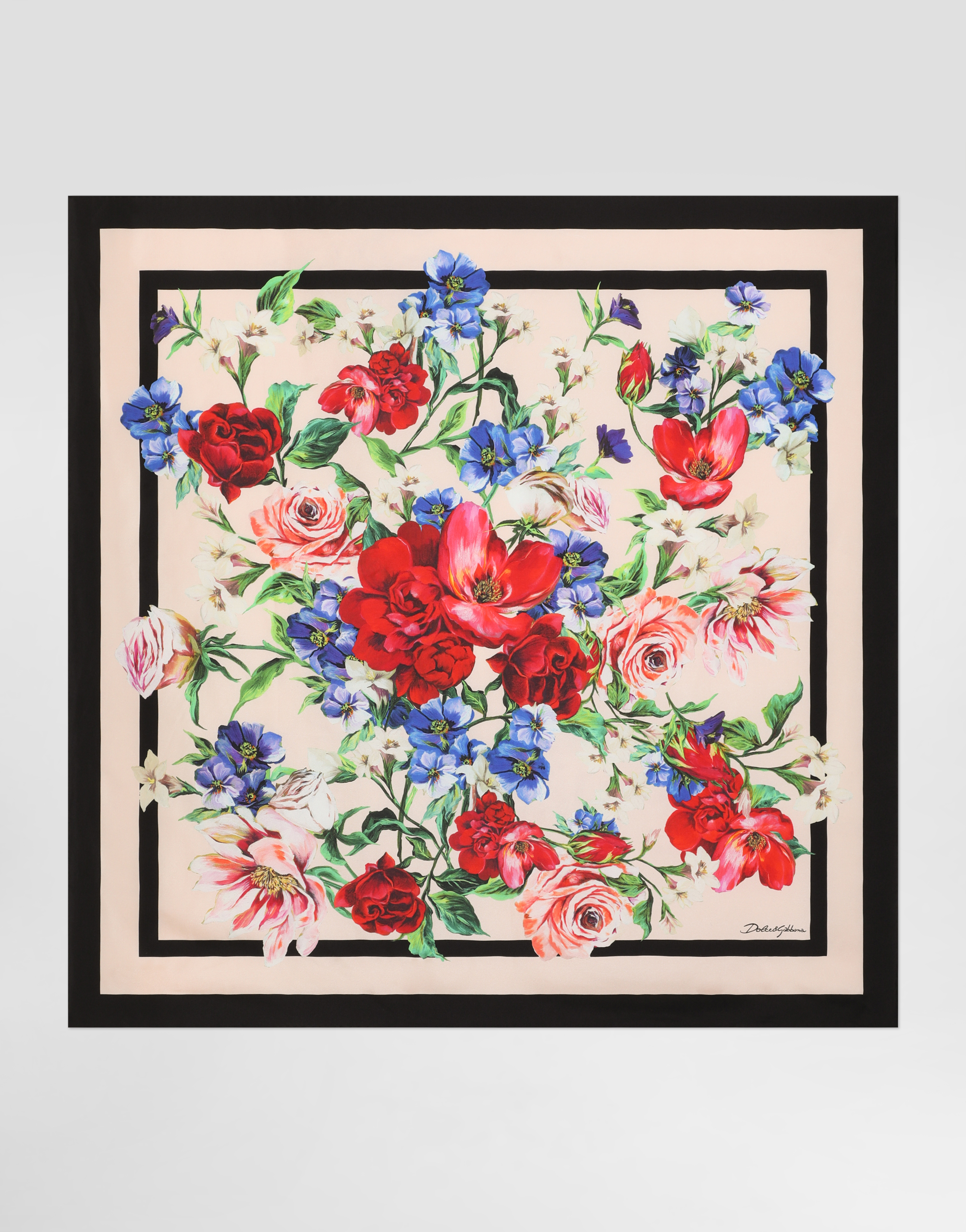 Dolce & Gabbana Square Scarf Flower Print In Multi