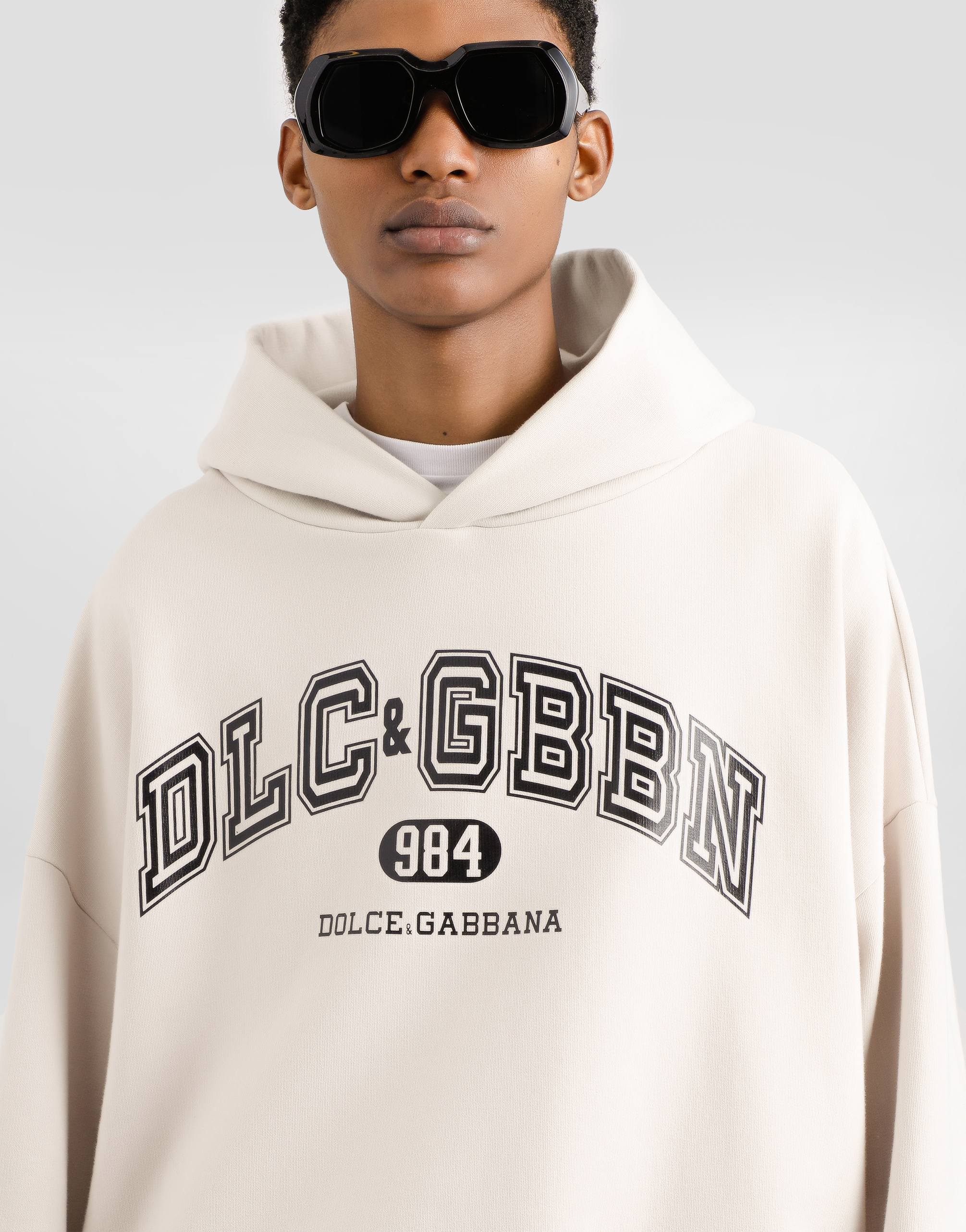 Jersey hoodie with print