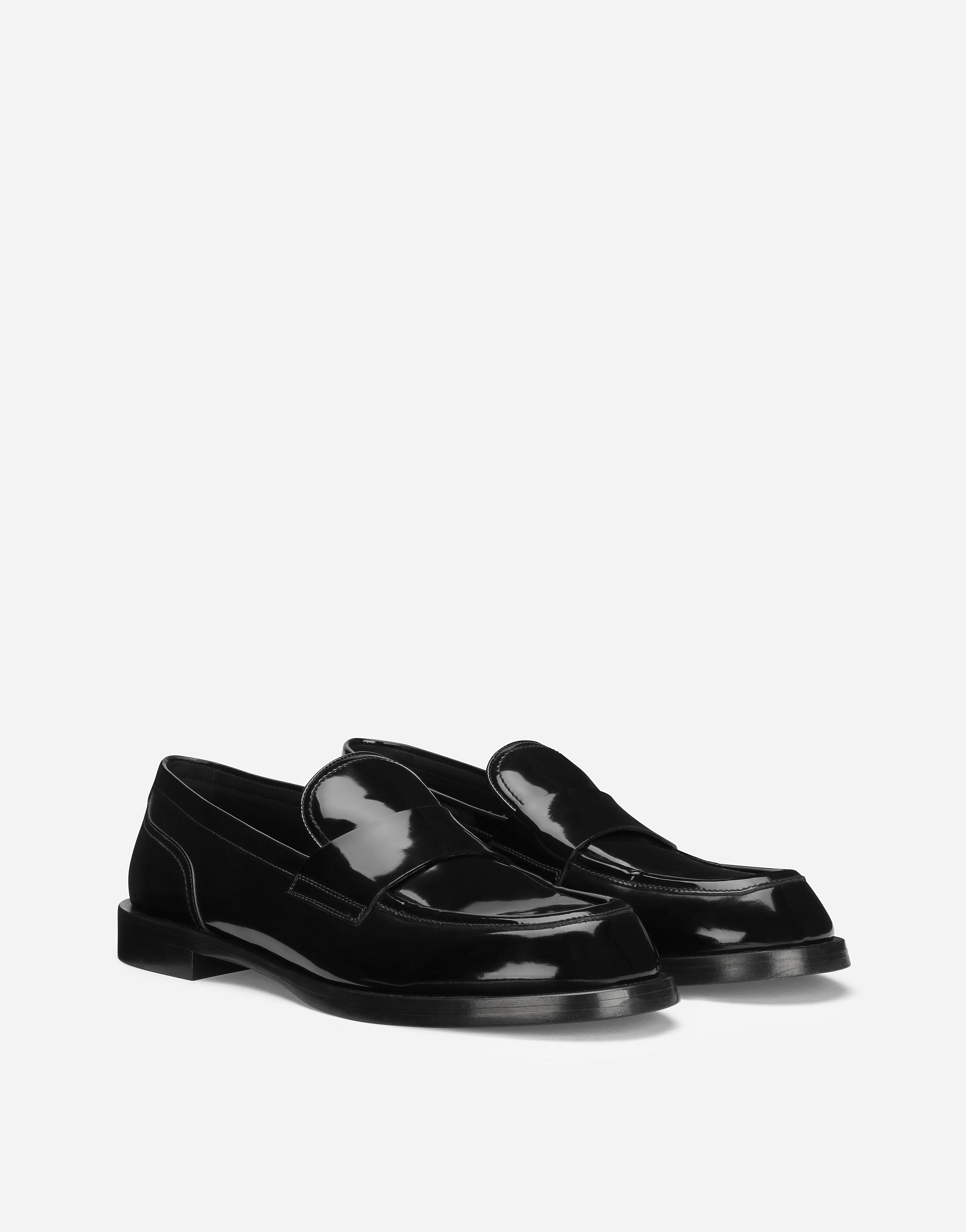 Shop Dolce & Gabbana Polished Calfskin Loafers In Black