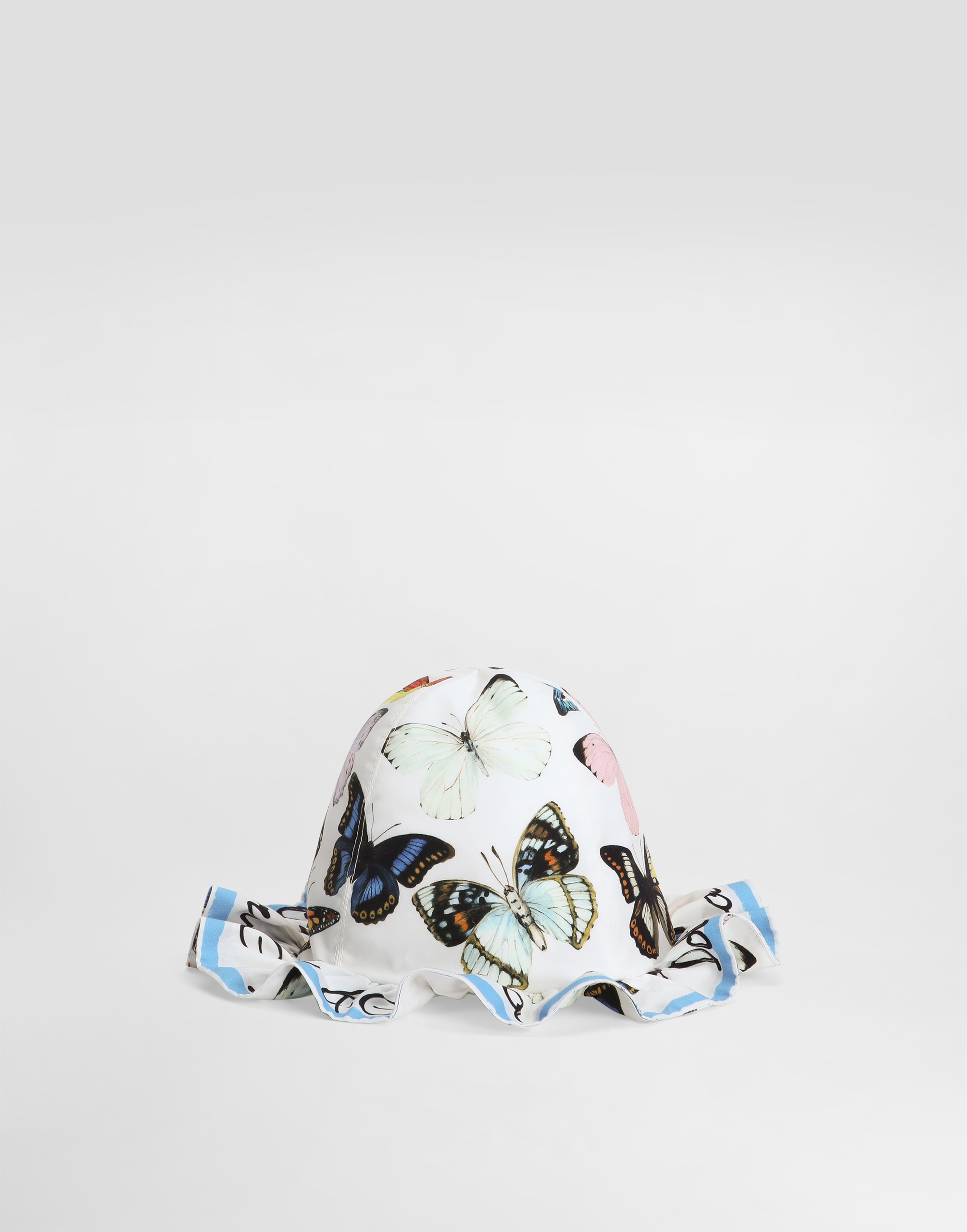 Dolce & Gabbana Poplin Bucket Hat With Butterfly Print In Print