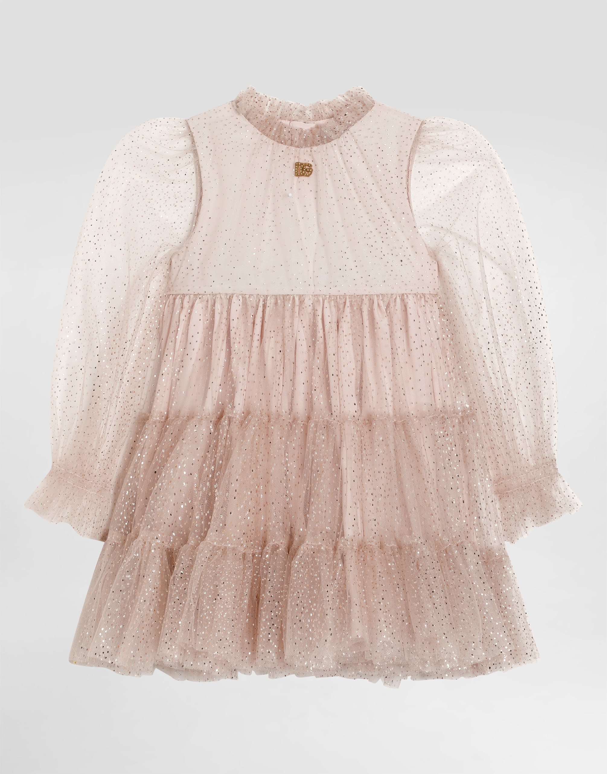 Dolce & Gabbana Abito In Tulle Stampa Pois In Pink