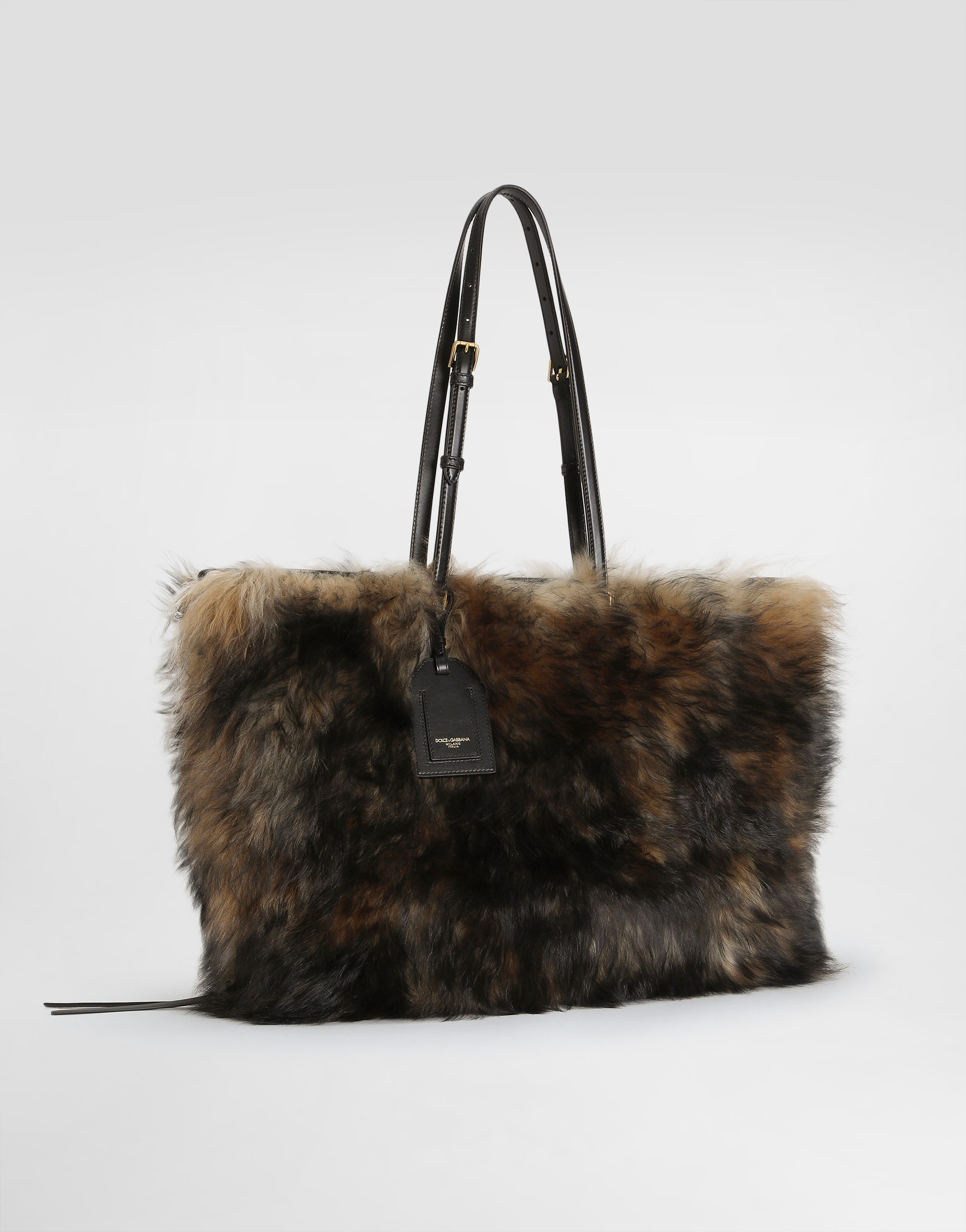 Dolce & Gabbana Atene Shopping Bag With Fur In Multi
