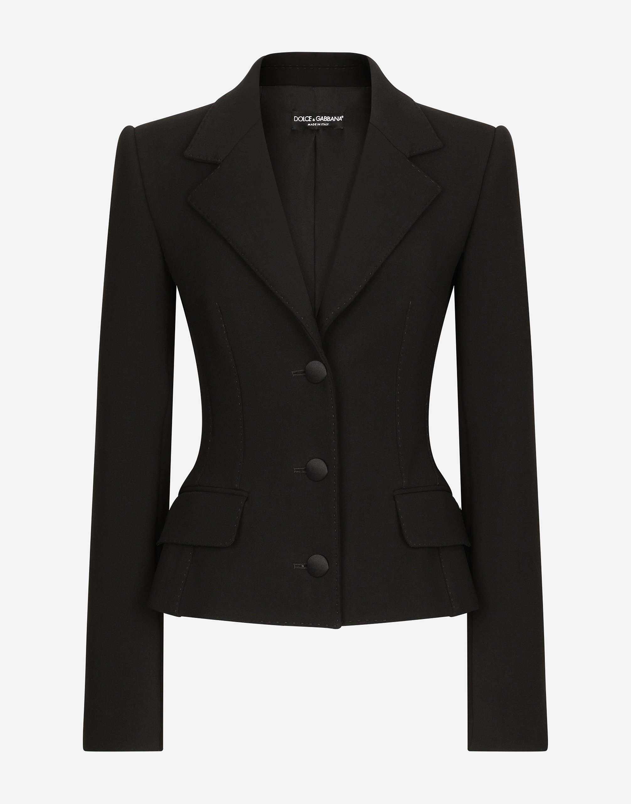 Dolce & Gabbana Stretch Wool Blend Single Breast Blazer In ブラック