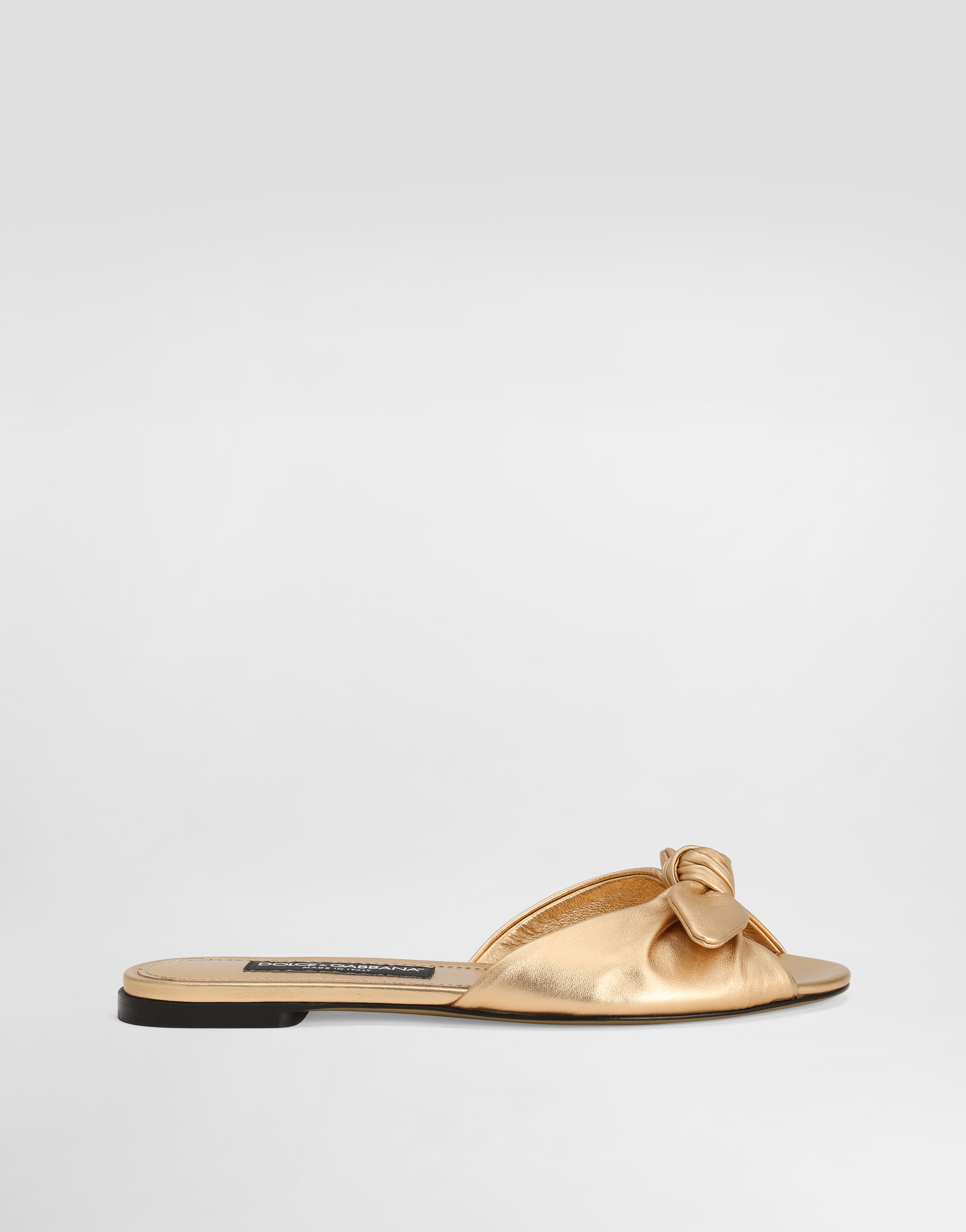 Dolce & Gabbana Mordoré Nappa Leather Flat Slippers In Gold