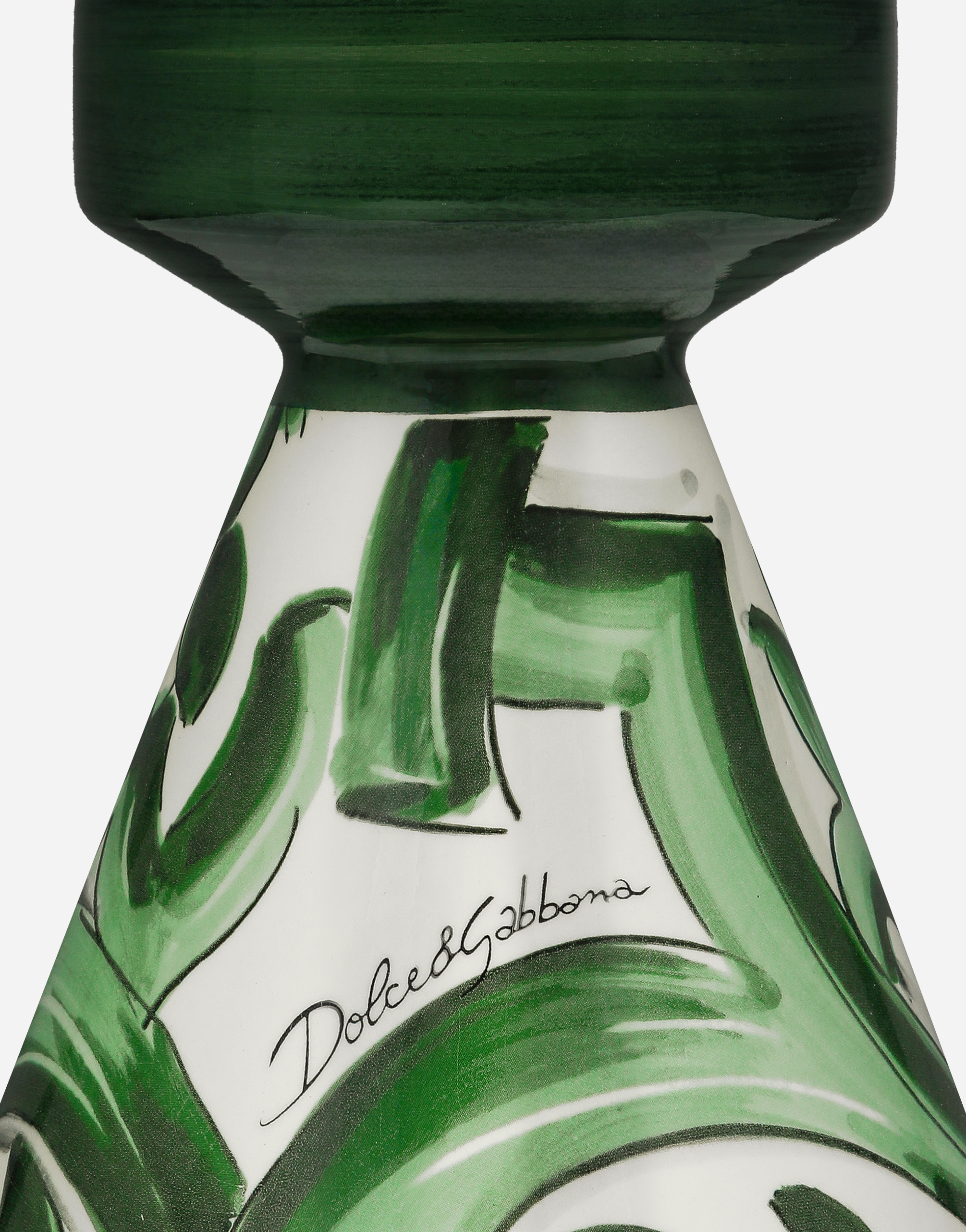 Dolce & Gabbana Small Printed Candle Holder In Green