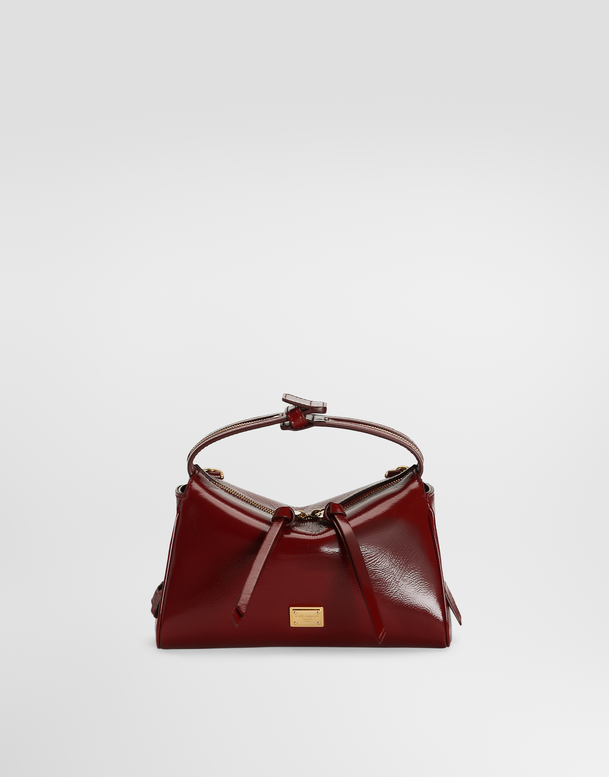 Dolce & Gabbana 赤 レザー ハンドバッグ ワケあり Dolce & Gabbana D&G Red Patent Leather Miss Easy Way Zip Top