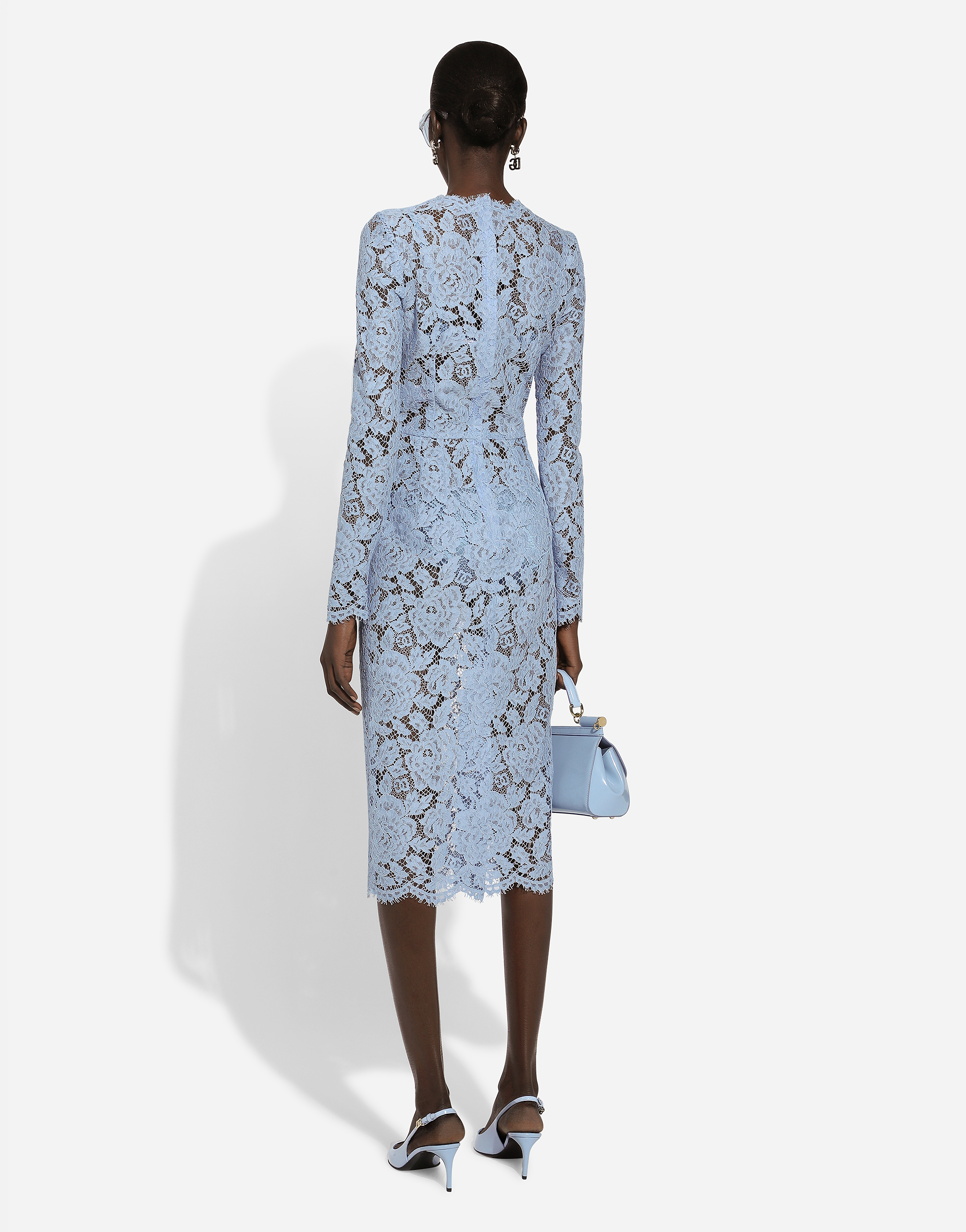 Dolce & Gabbana Floral Lace Sheath Dress In Purple