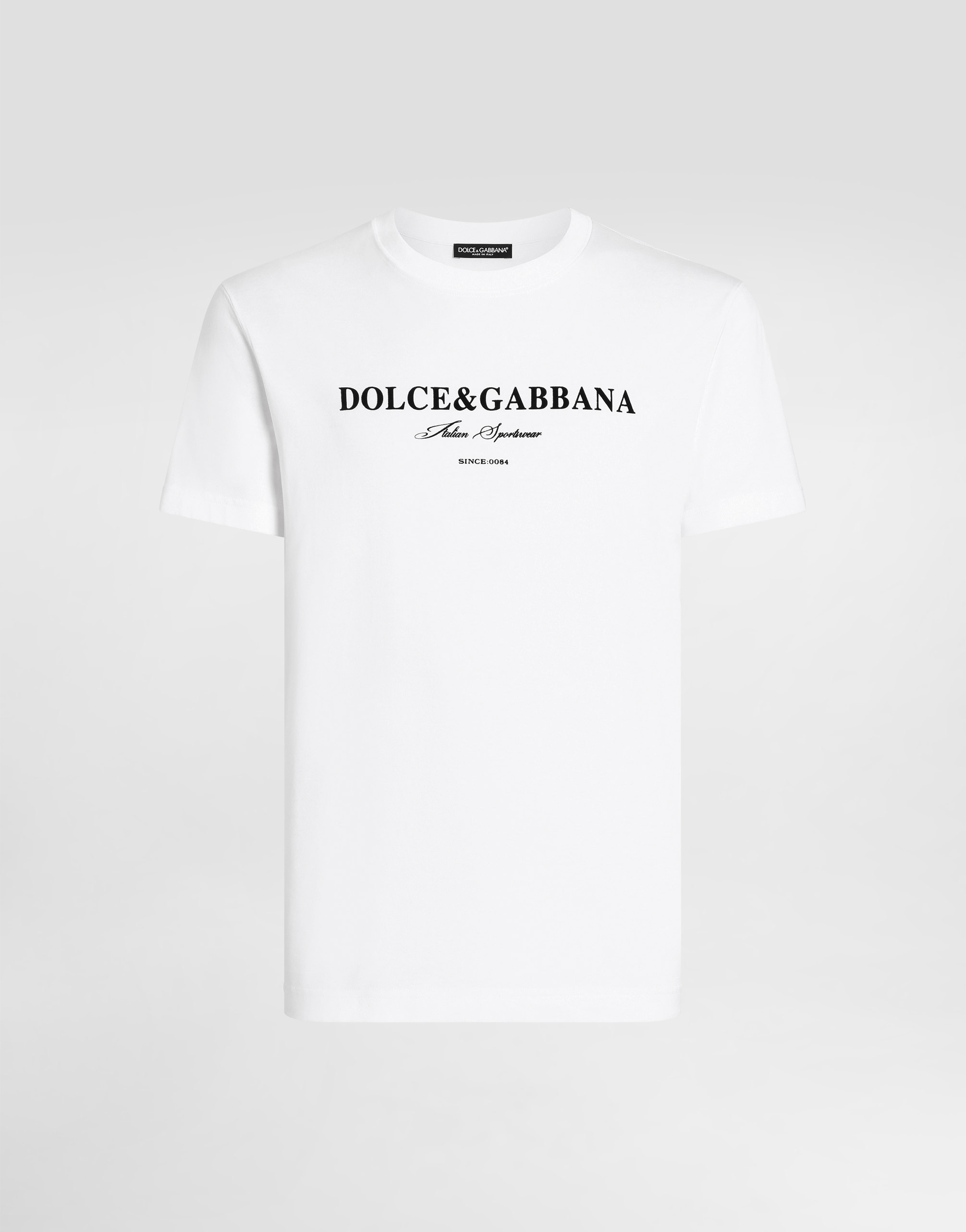 Dolce & Gabbana White Crewneck T-shirt With Logo Lettering Print On The Front In White