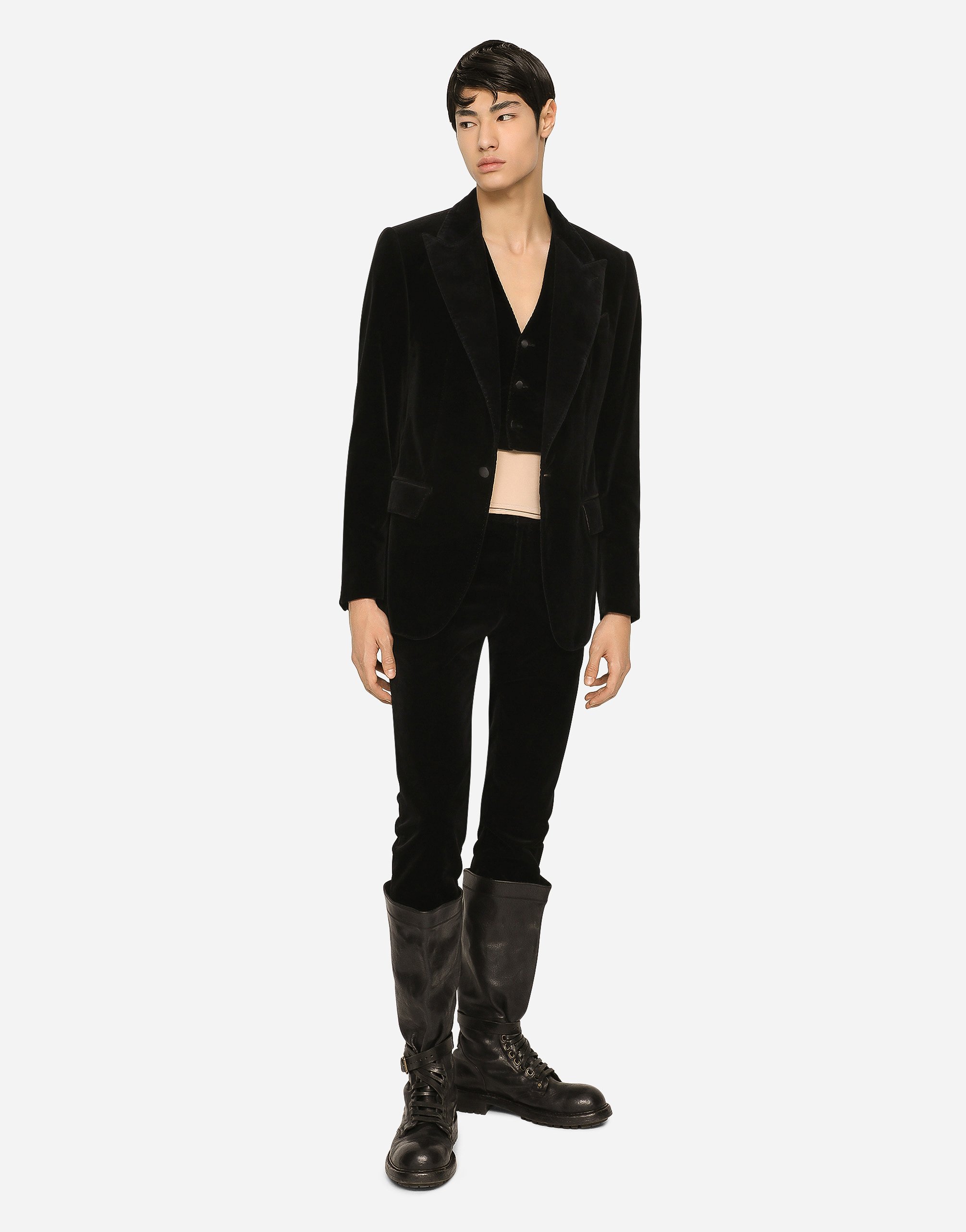 Shop Dolce & Gabbana Single-breasted Smooth Velvet Suit In Black