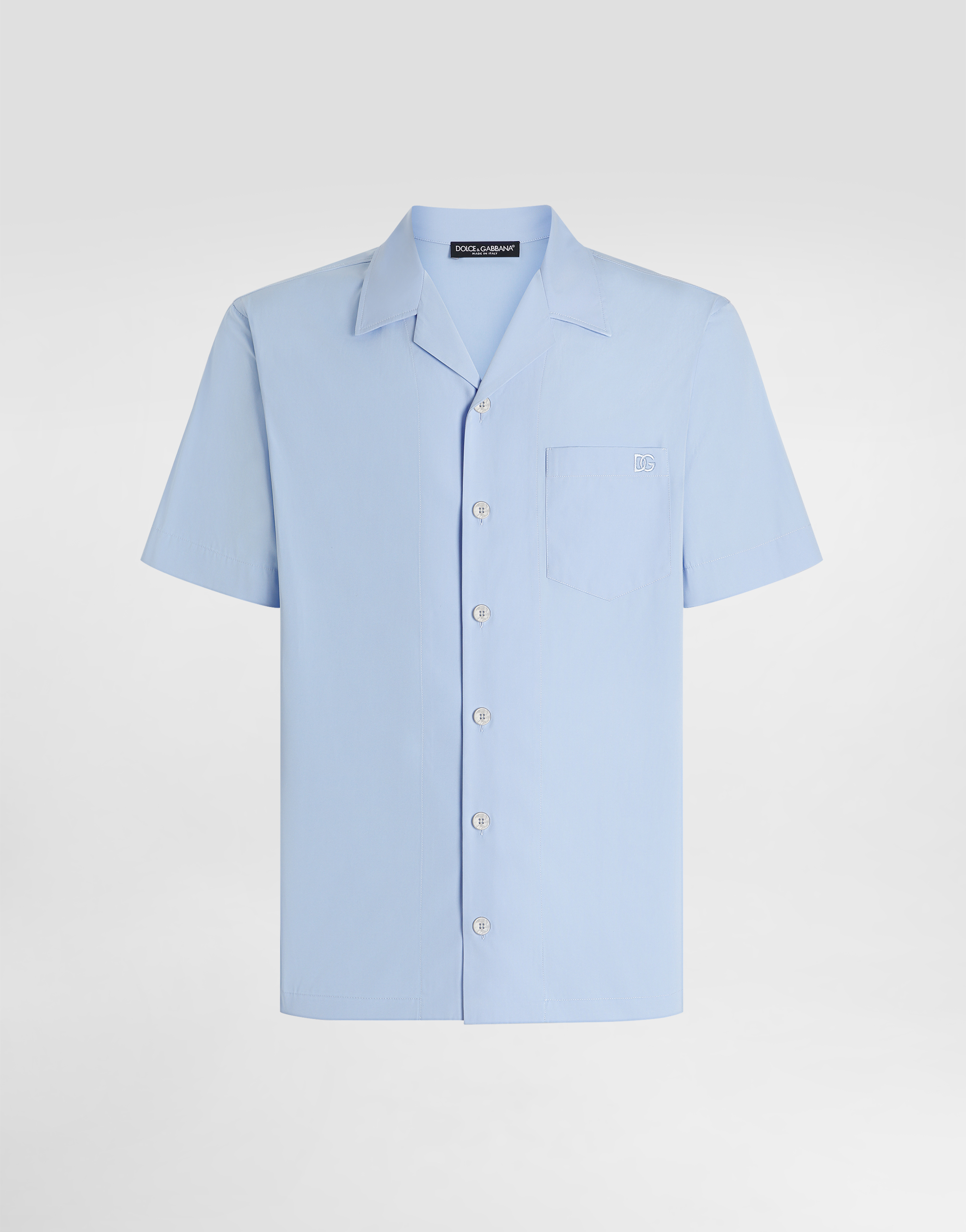 Dolce & Gabbana Dolce&gabbana Logo Embroidered Camp Shirt In Blue