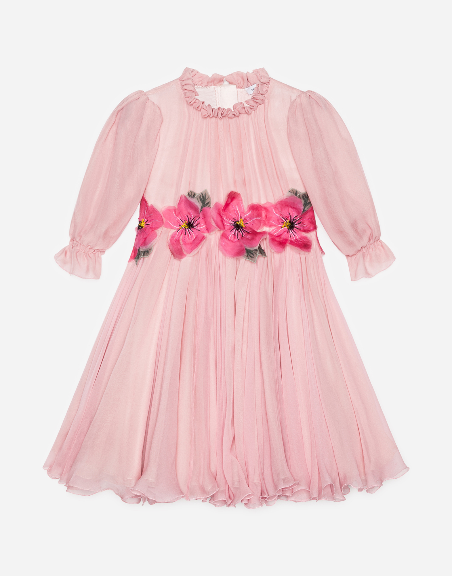 Dolce & Gabbana Chiffon Dress With Embroidered Flowers - Woman Multi-colored Silk 3 Years