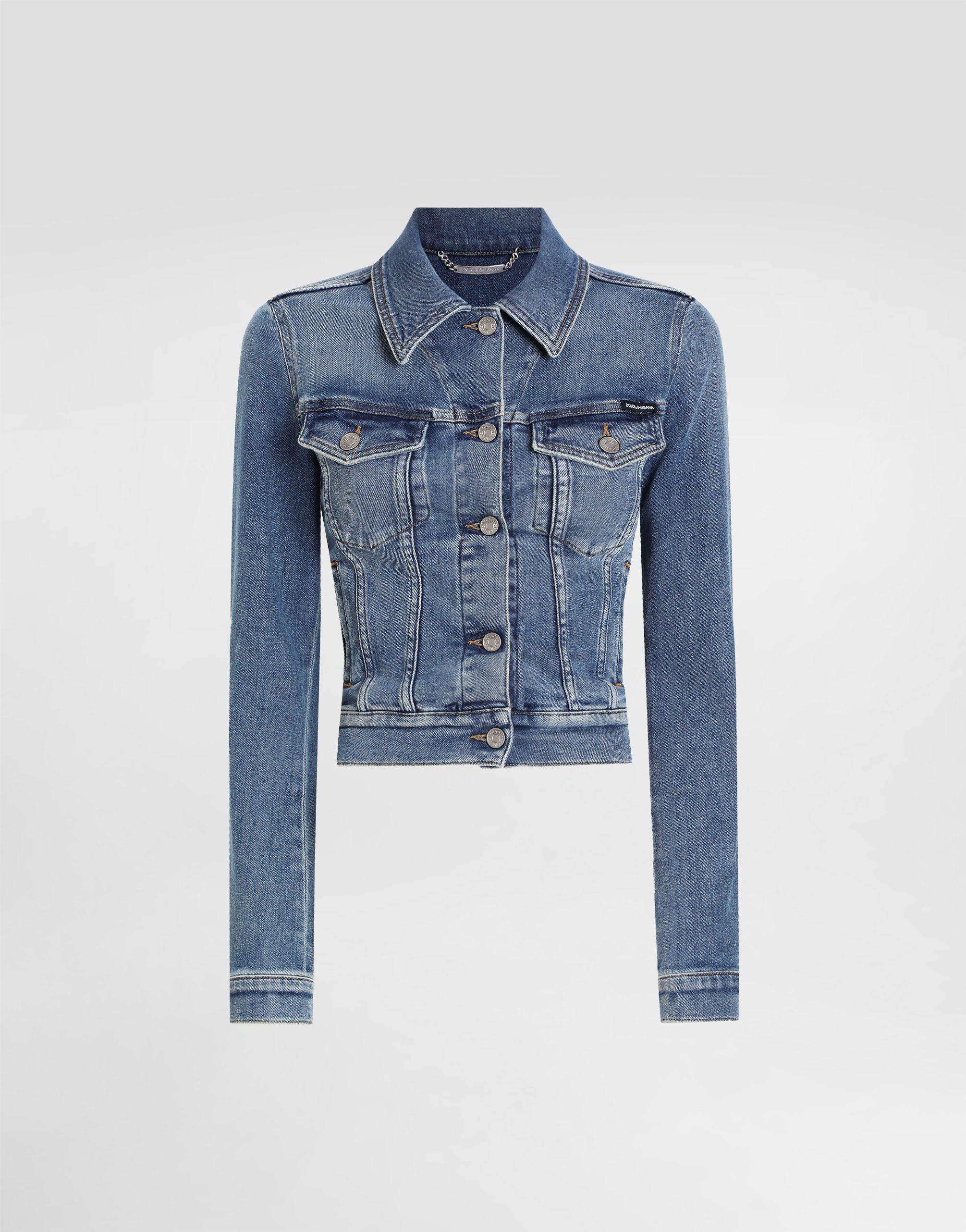 DOLCE & GABBANA CROPPED COTTON DENIM JACKET