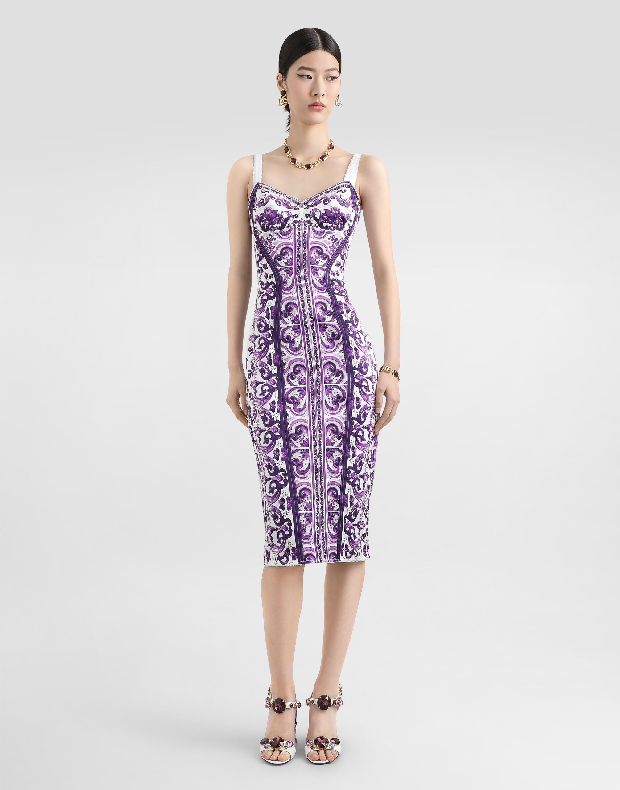 Majolica-print dress