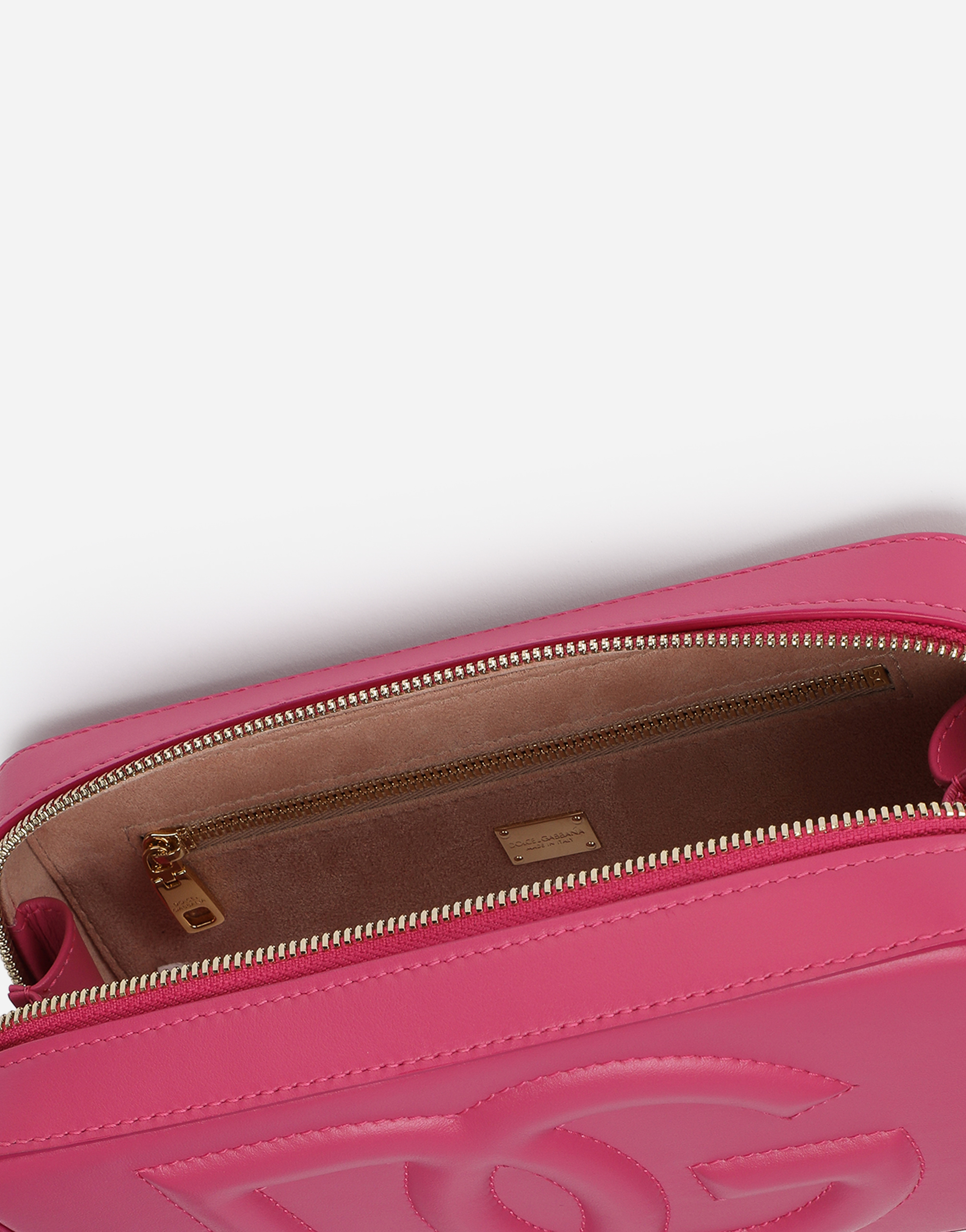 Dolce & Gabbana Pink Shoulder Bag With Quilted Dg Logo In Leather In Lilac