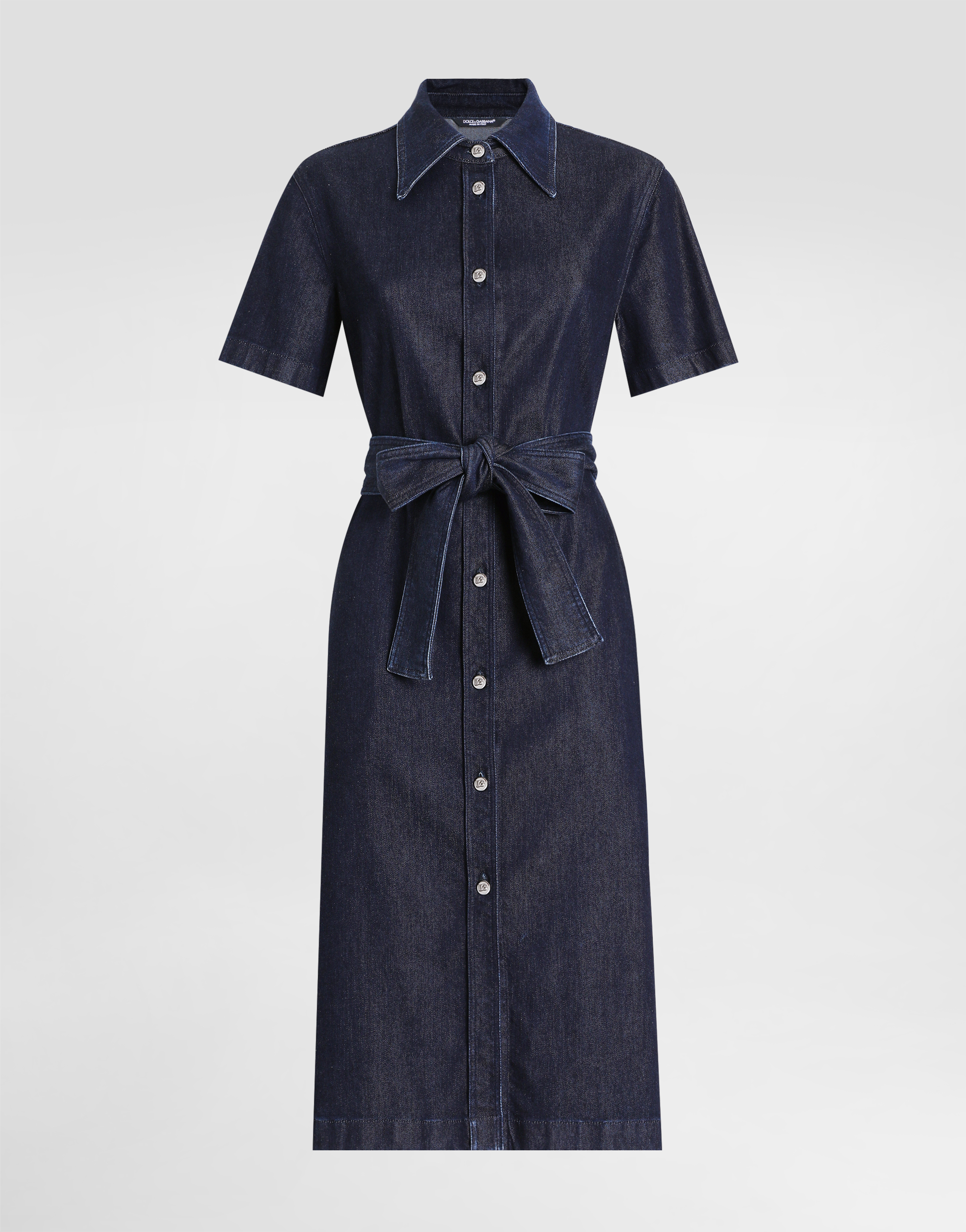 Dolce & Gabbana Abito Chemisier In Denim Di Seta In Variante Abbinata