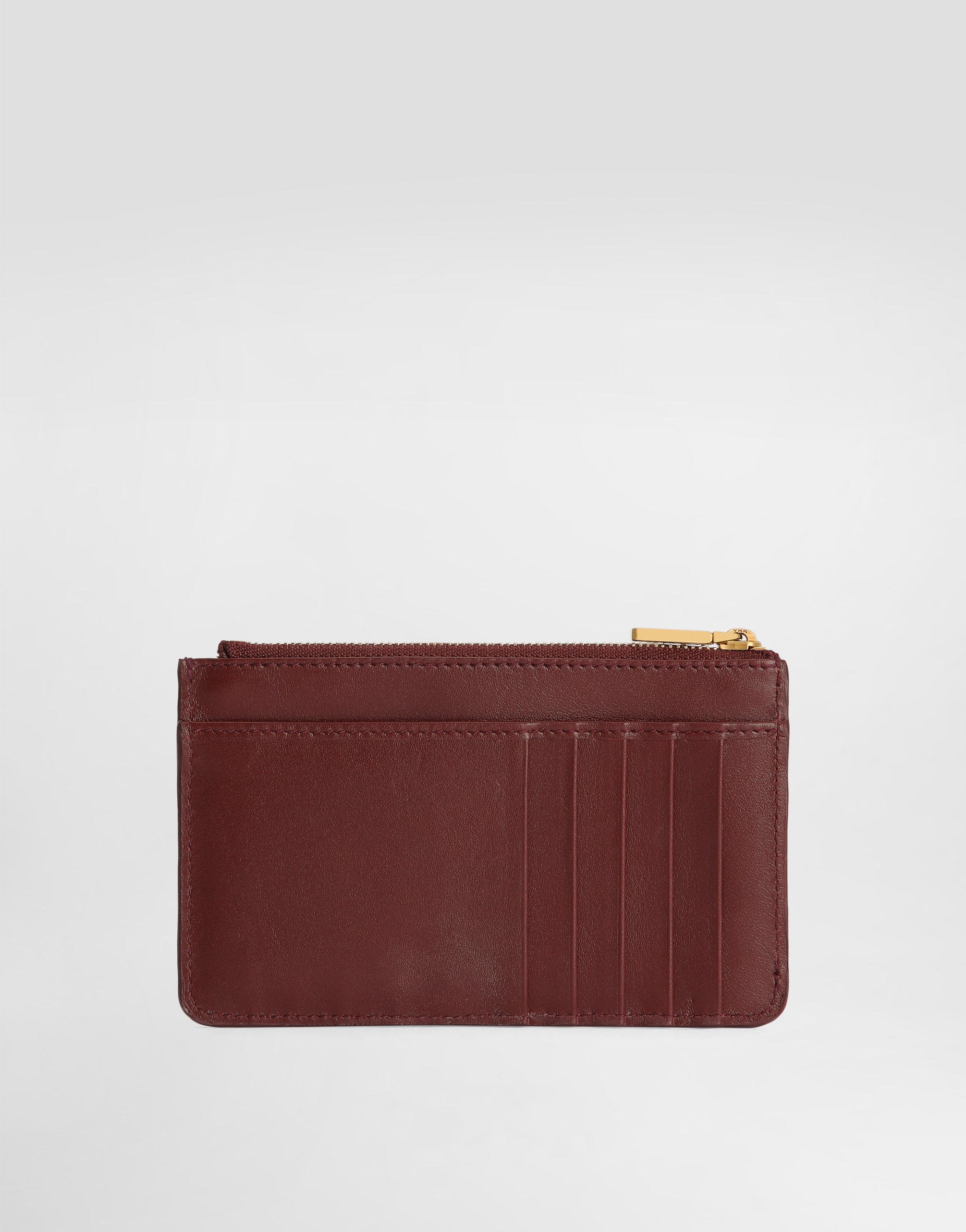 Dolce & Gabbana Zip Logo-plaque Wallet In Burgundy