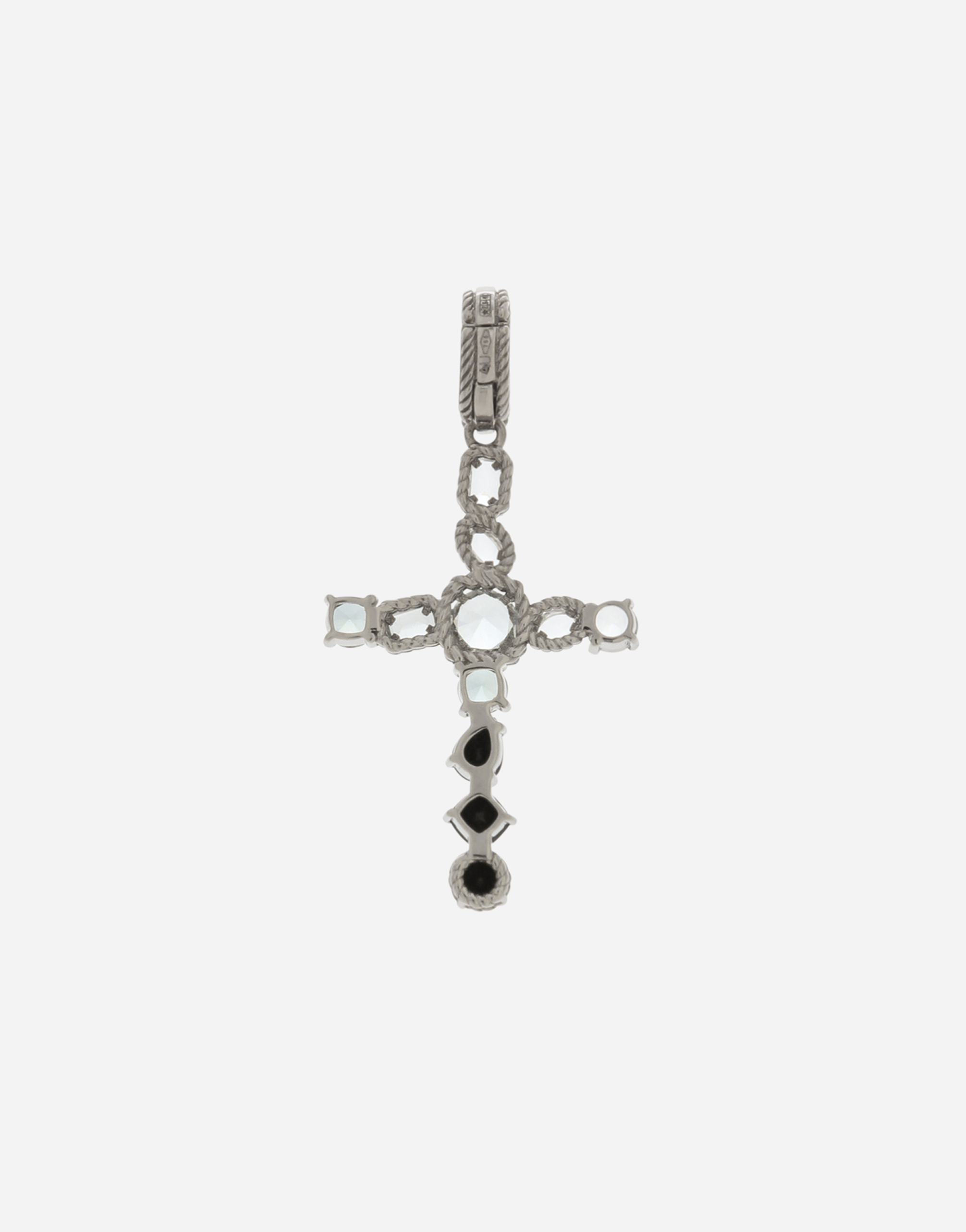 DOLCE & GABBANA ANNA CHARM IN WHITE GOLD 18KT WITH COLOURLESS TOPAZES, GREY AND BLACK SPINELS