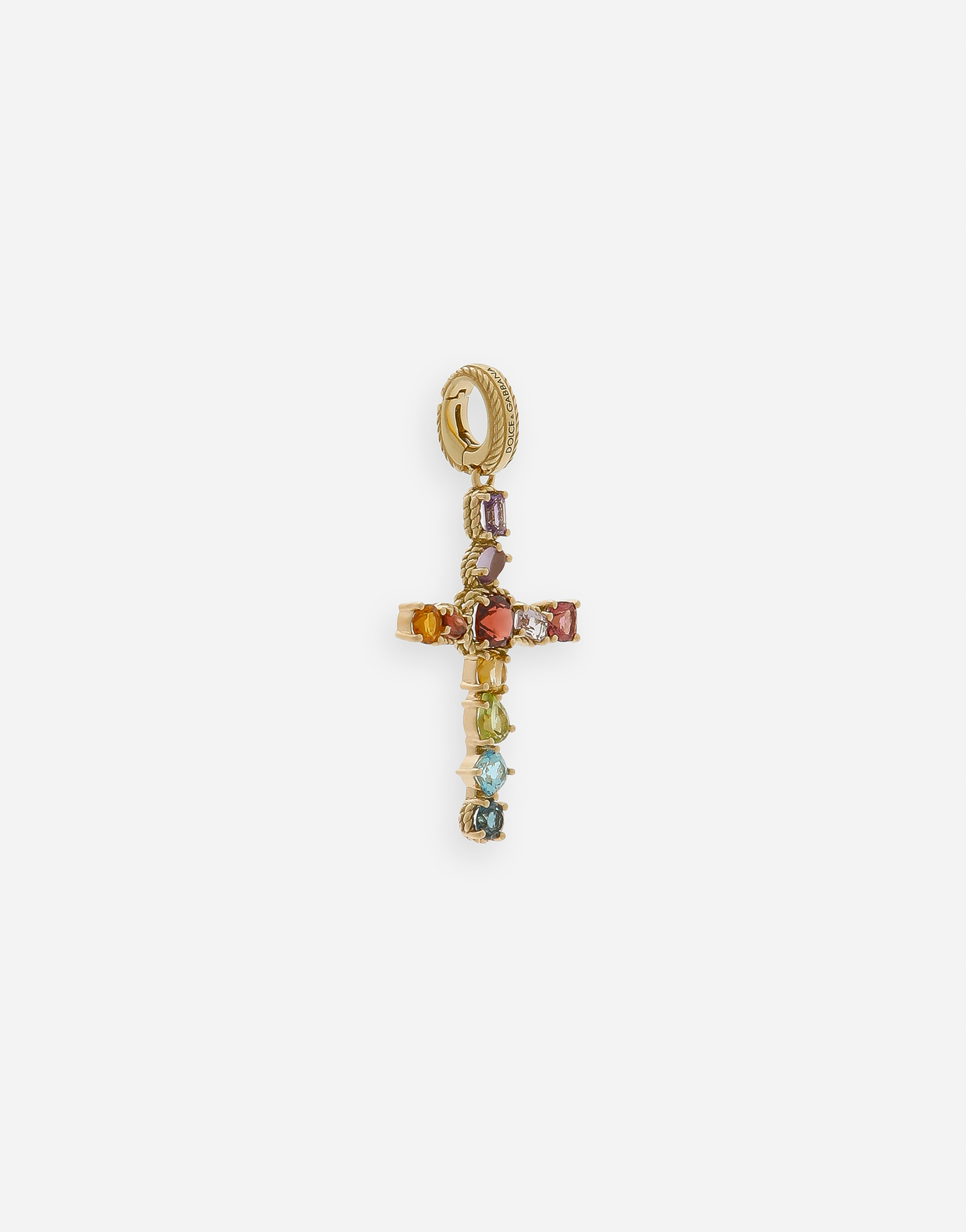Dolce & Gabbana Rainbow Charm In Yellow Gold 18kt With Multicolor Stones In Gold