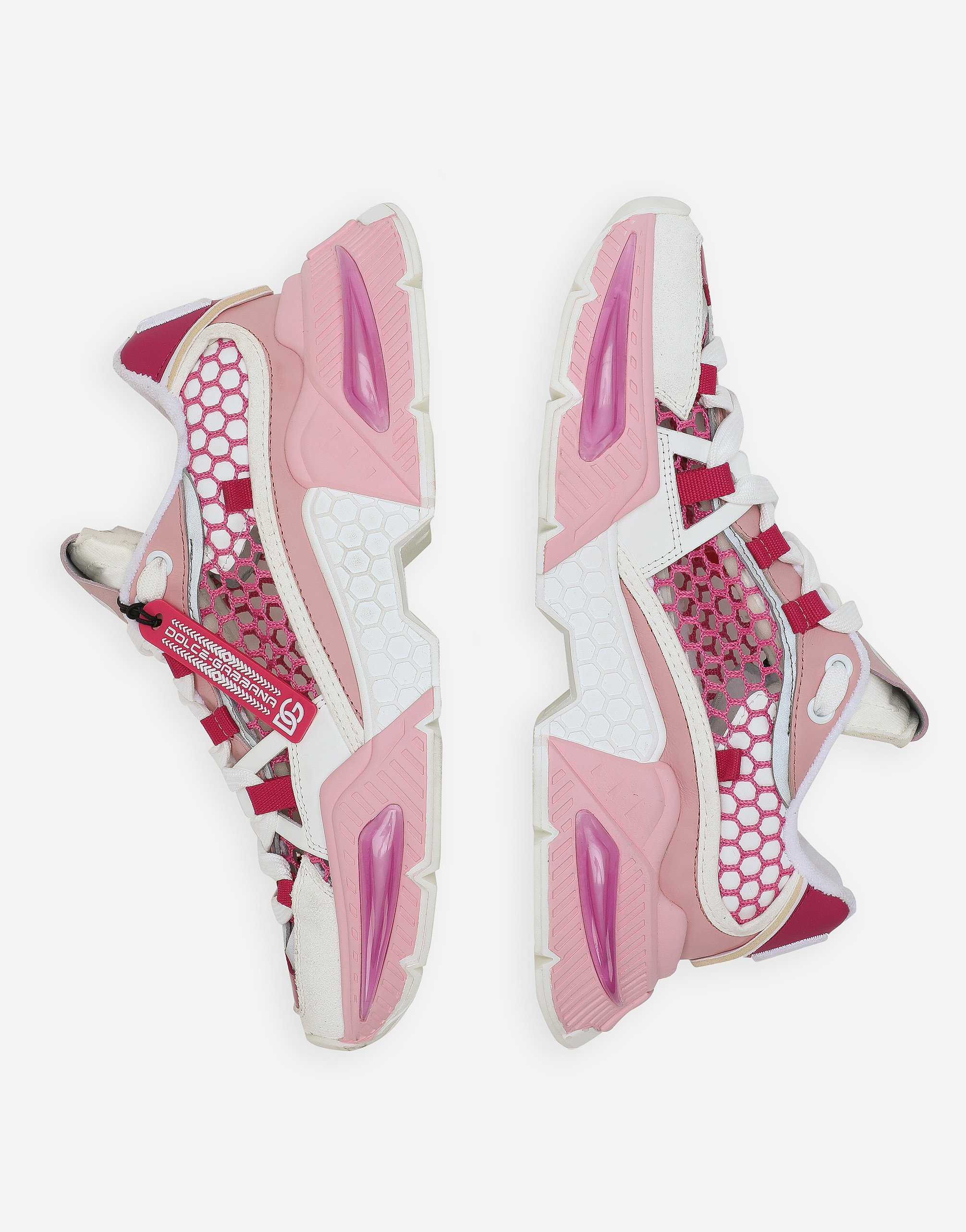 Shop Dolce & Gabbana Mixed-material Airmaster Sneakers In Pink