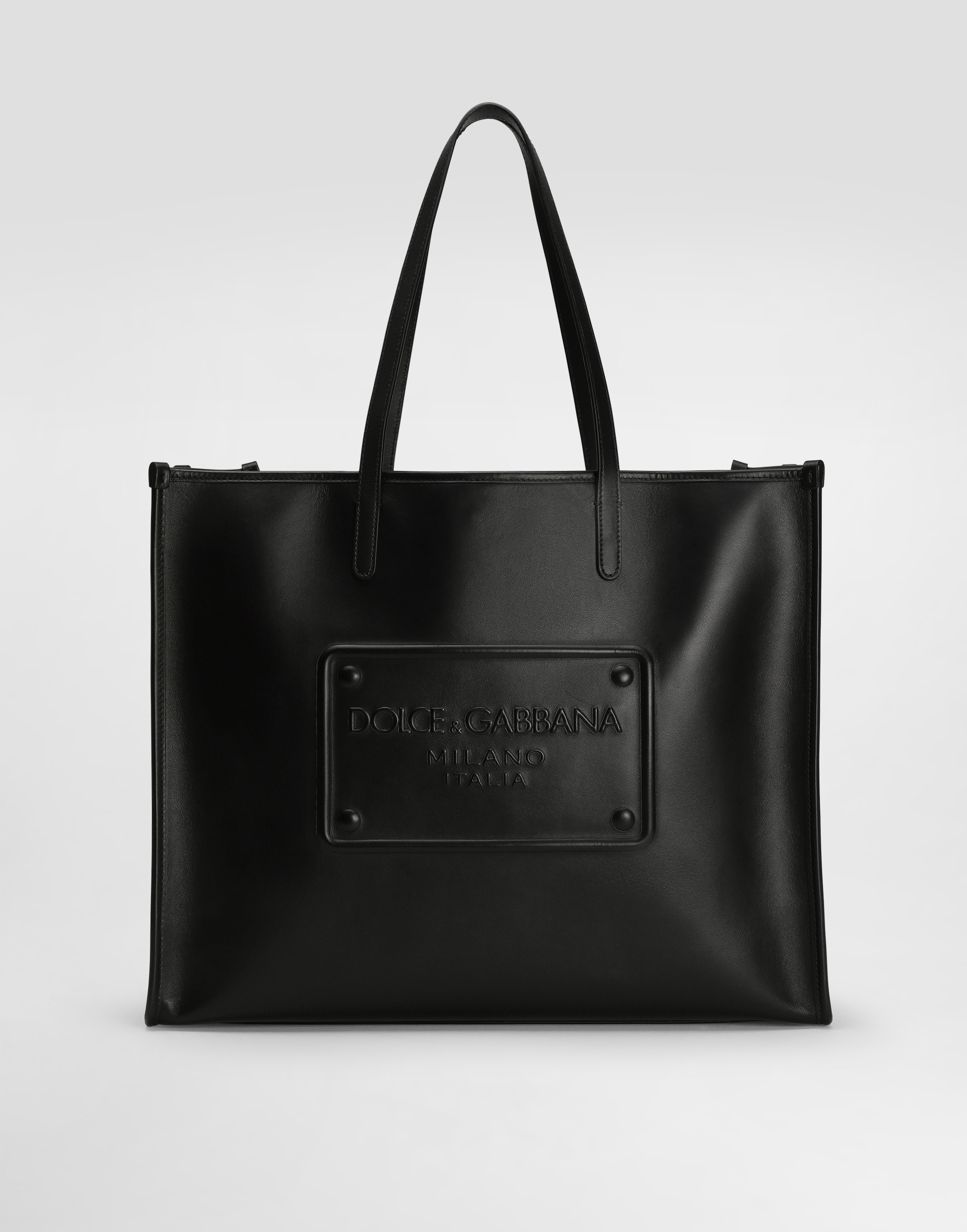 DOLCE & GABBANA CALFSKIN SHOPPER WITH RAISED LOGO