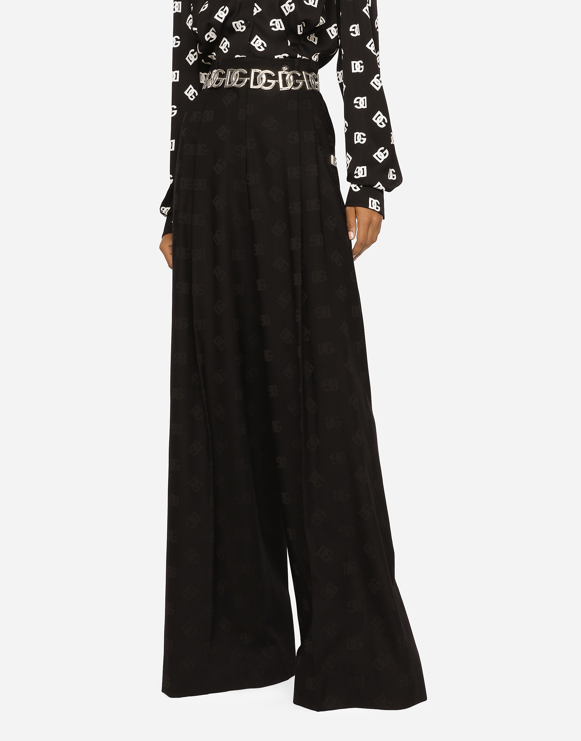 Dolce & Gabbana Jacquard Bell Bottoms In Black