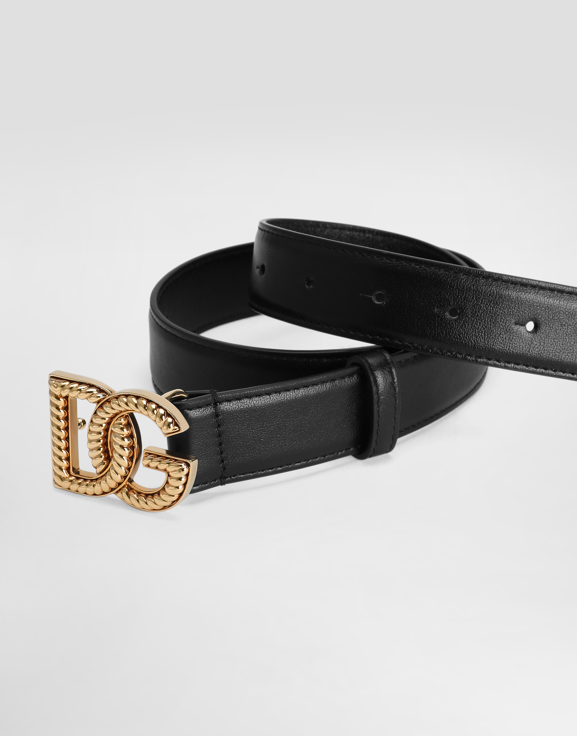 Dolce & Gabbana Adjustable Loop Stitched Belt In Black