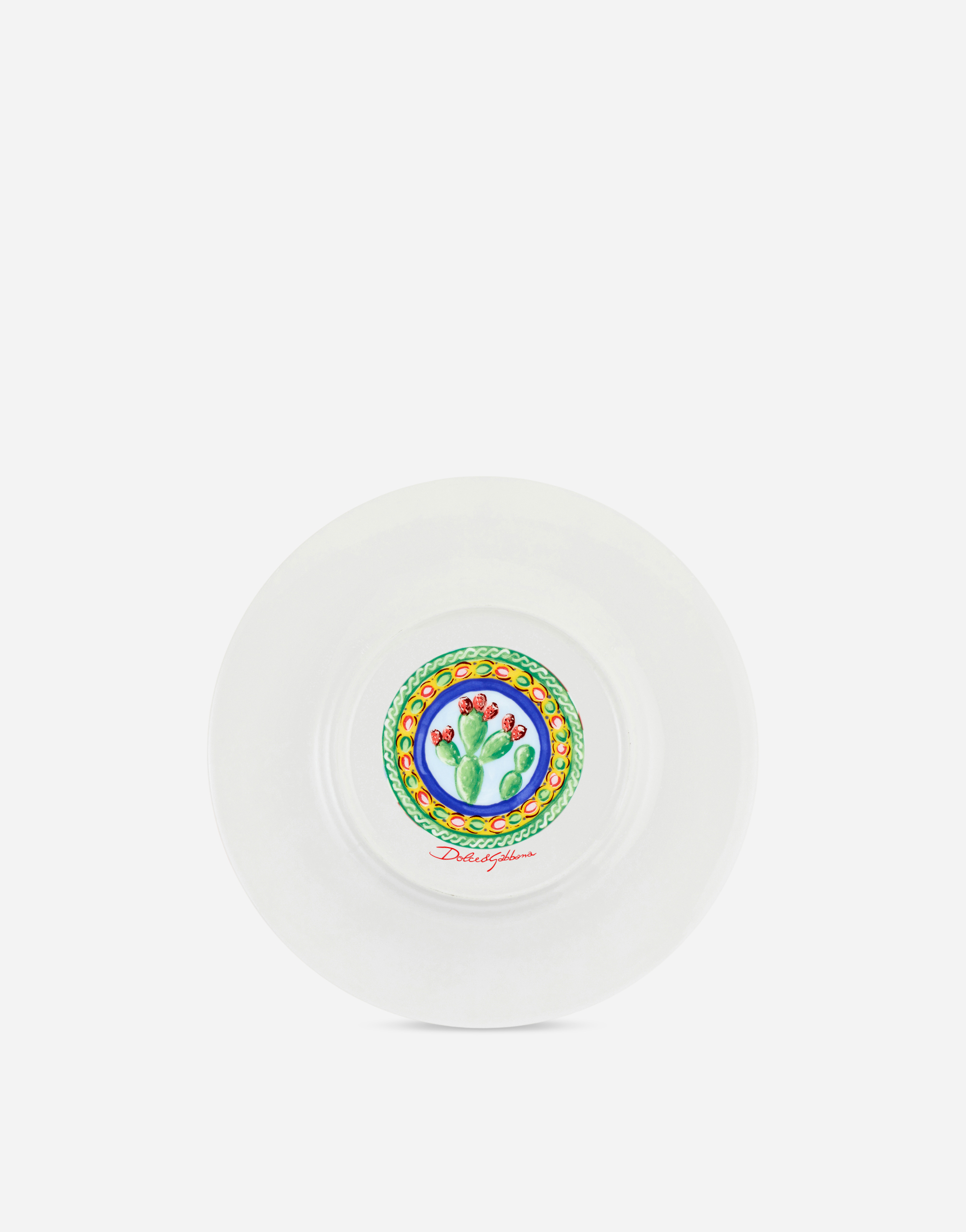 Dolce & Gabbana Set 2 Dessert Plates In Fine Porcelain Multicolor Unisex Onesize In Multicolor