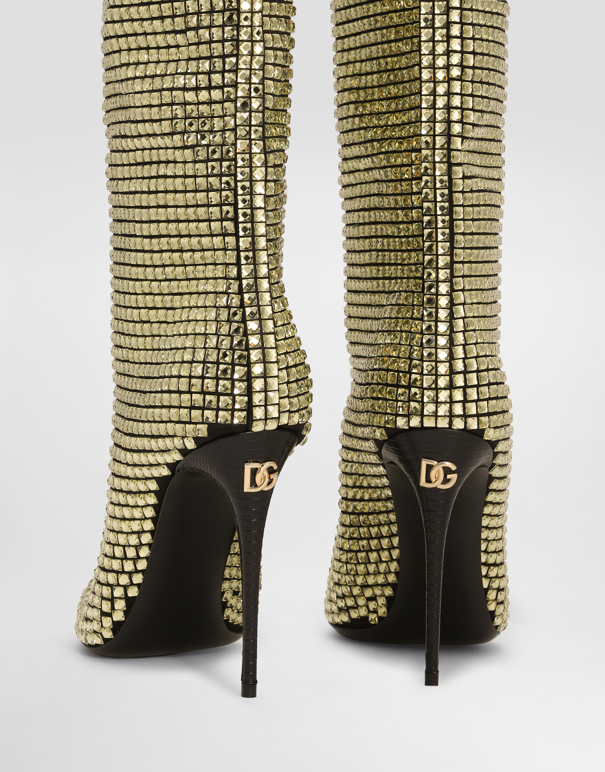 Dolce & Gabbana Calfskin Boots In Nero/oro