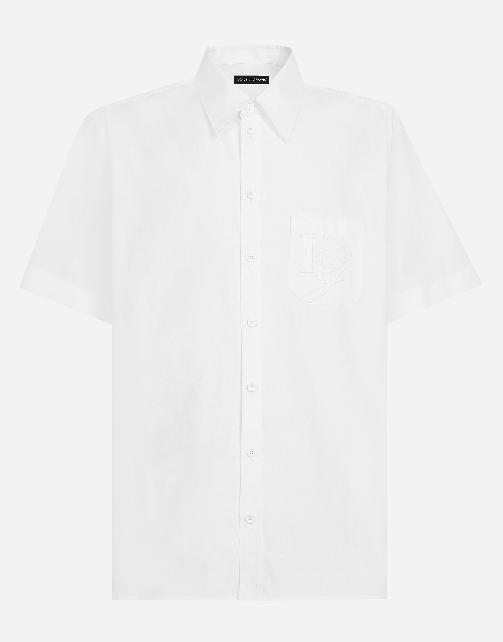 Dolce & Gabbana Men's White Cotton Shirt With Dg Embroidery - Man Shirts Size 40